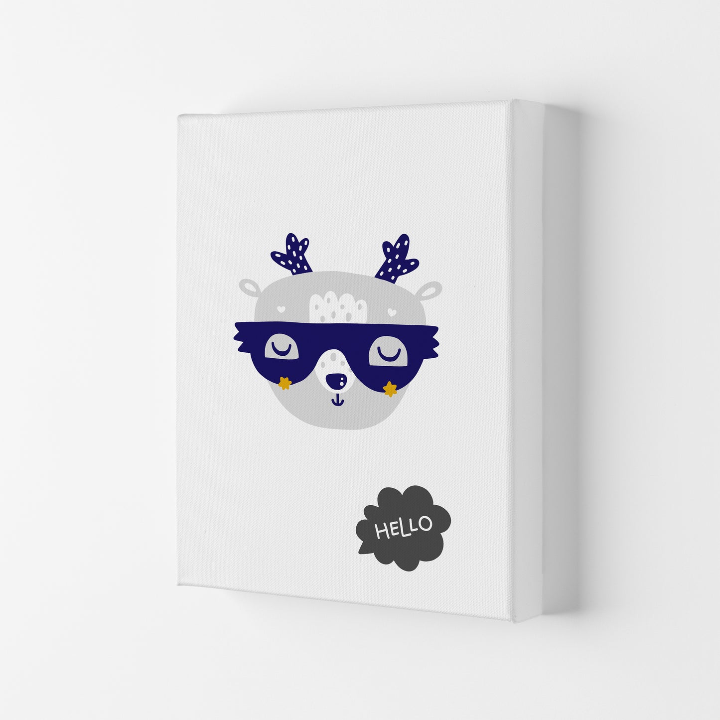 Hello Animal Navy Uper Scandi Art Print by Pixy Paper Canvas