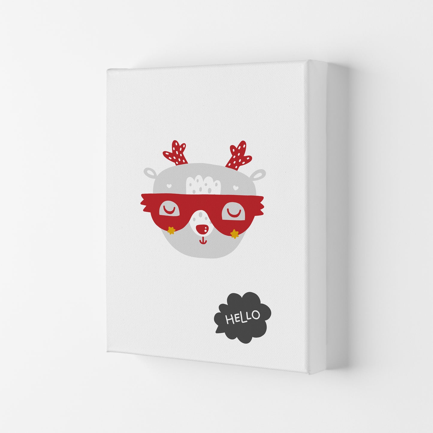 Hello Animal Red Super Scandi Art Print by Pixy Paper Canvas