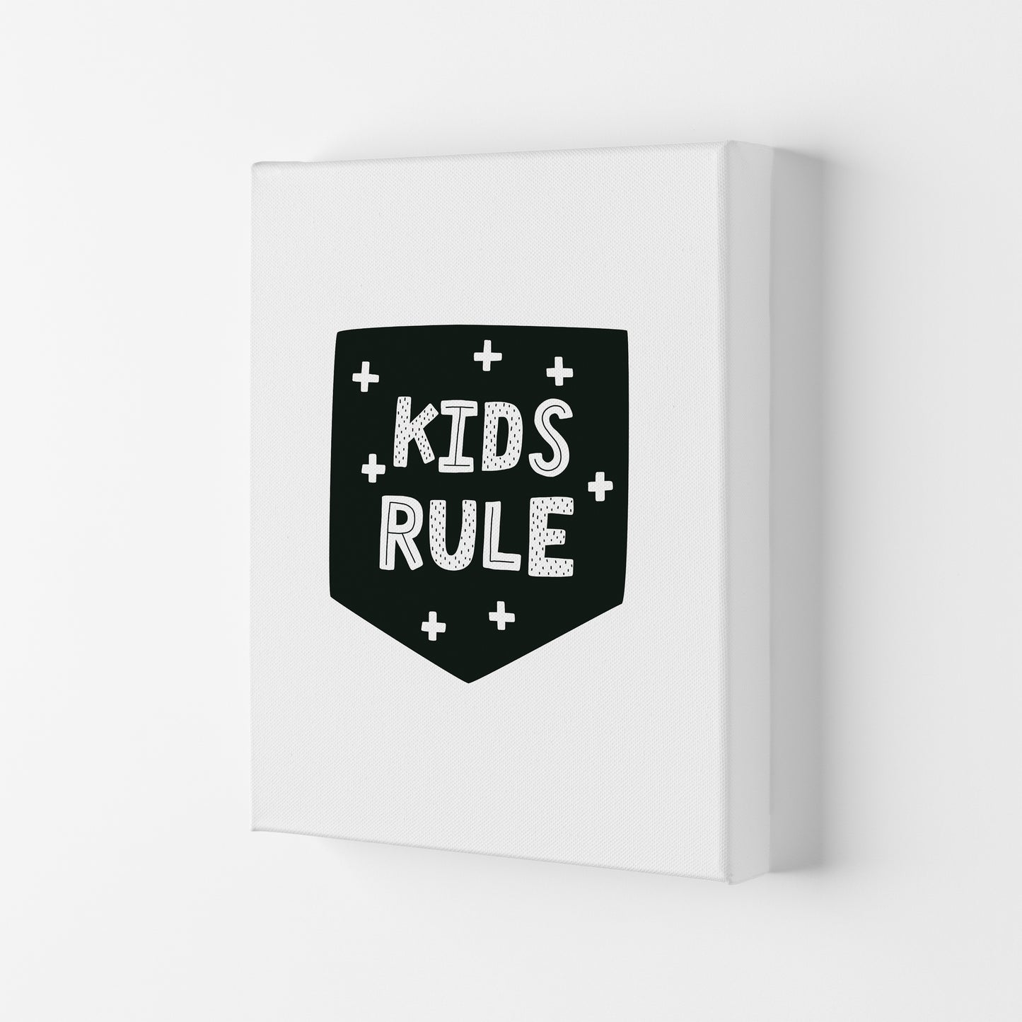 Kids Rule Black Super Scandi Art Print by Pixy Paper Canvas