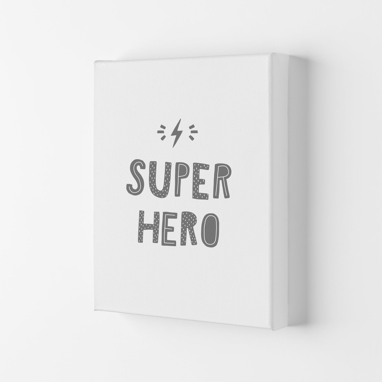 Super Hero Grey Super Scandi Art Print by Pixy Paper Canvas