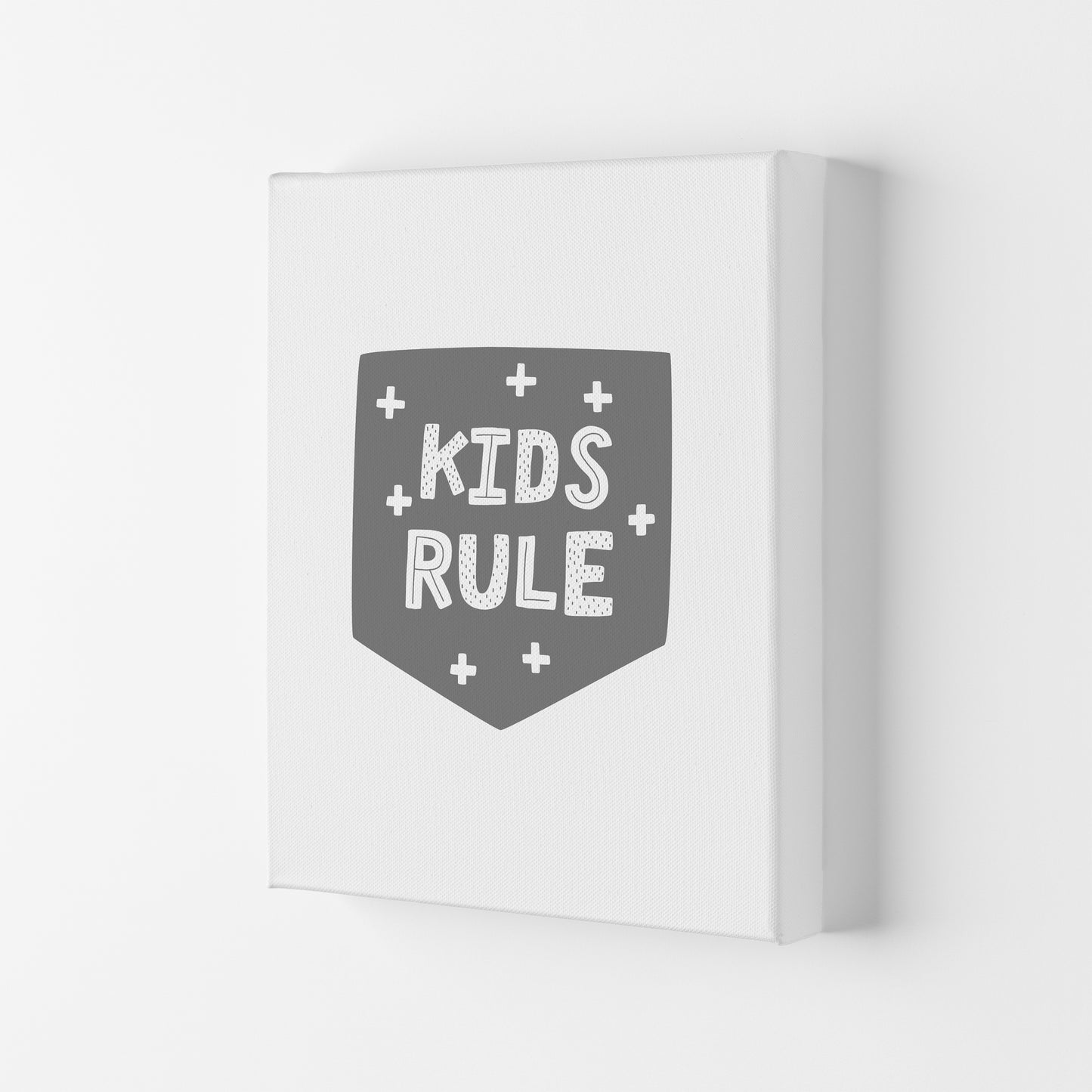 Kids Rule Super Scandi Grey Art Print by Pixy Paper Canvas