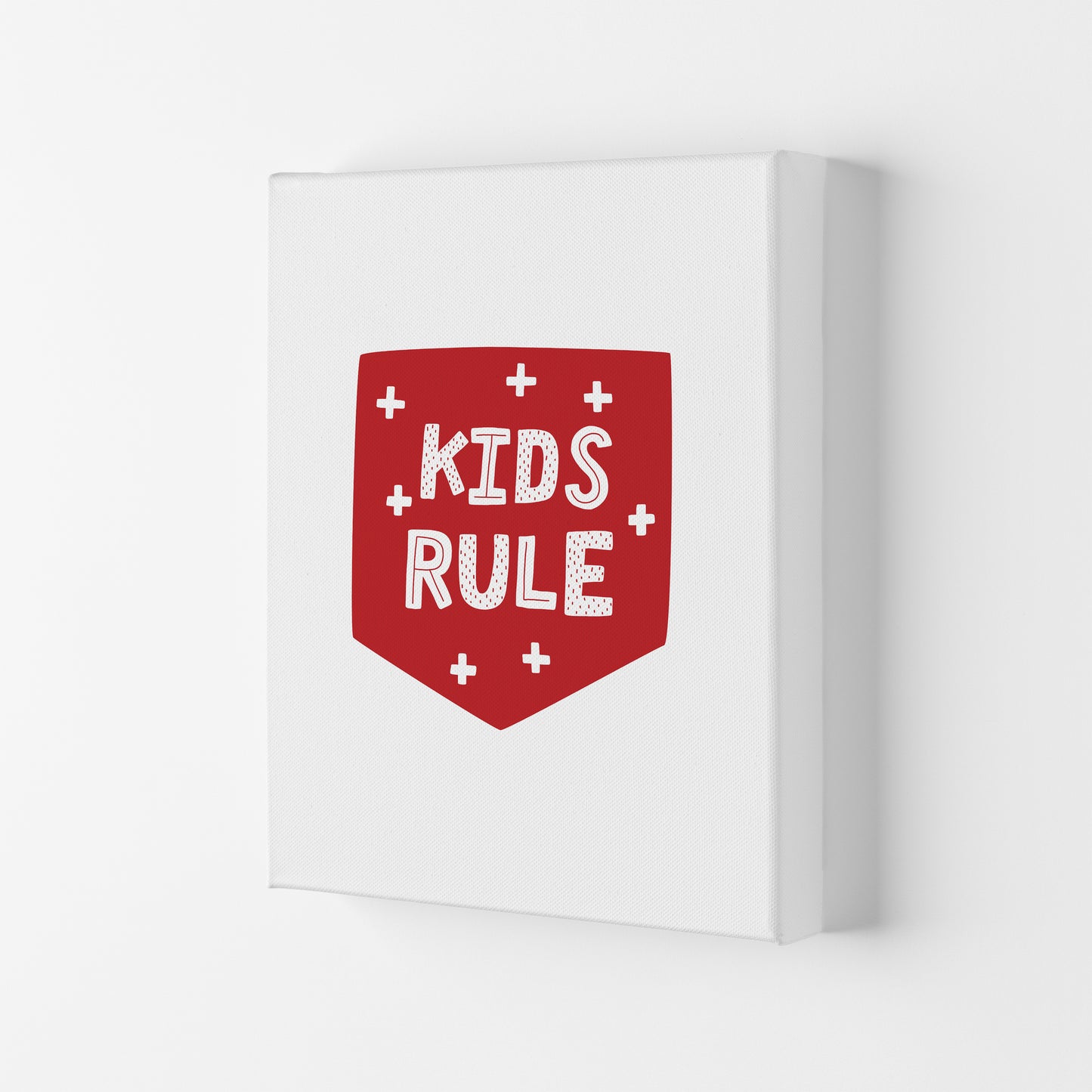 Kids Rule Red Super Scandi Art Print by Pixy Paper Canvas