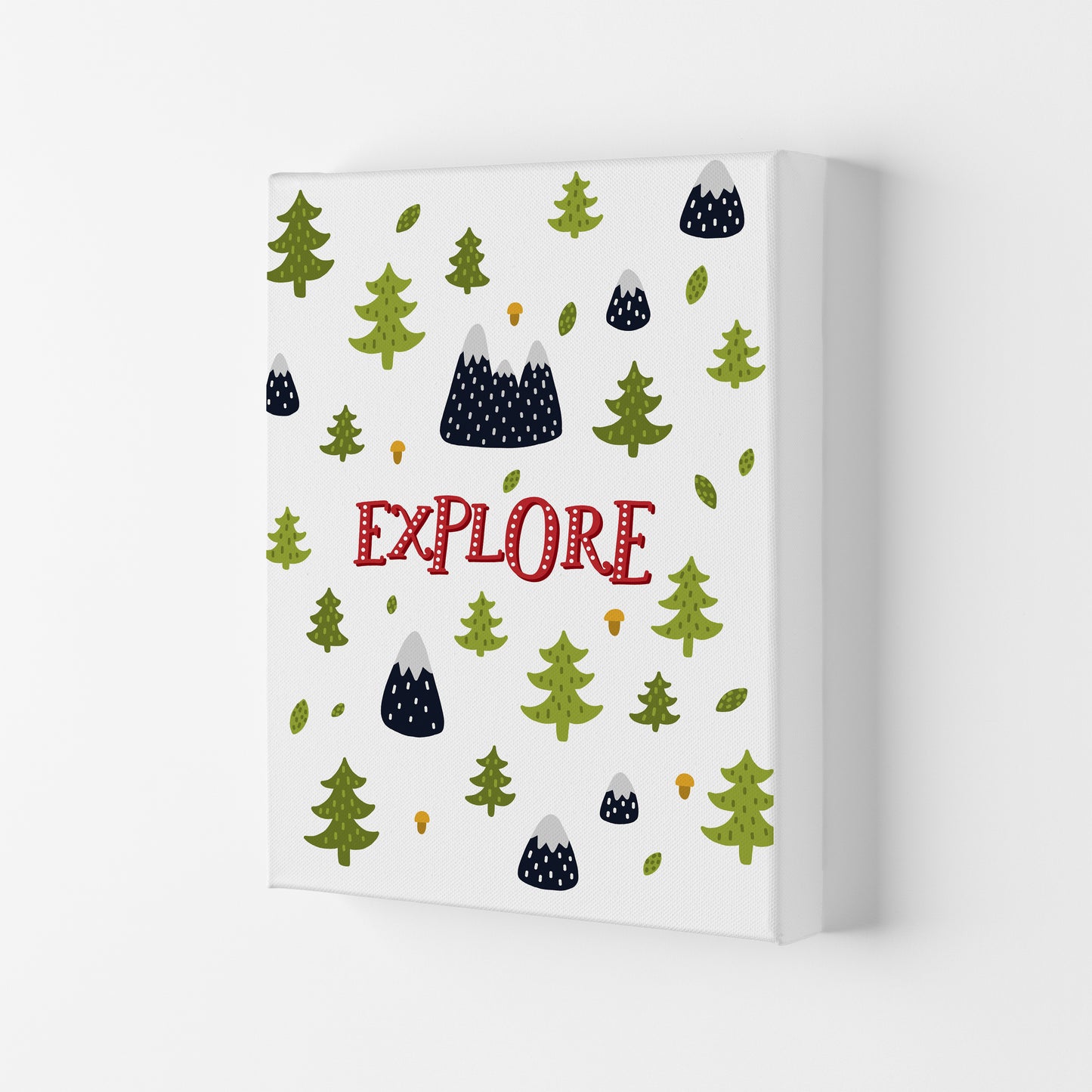 Little Explorer Trees Red Art Print by Pixy Paper Canvas