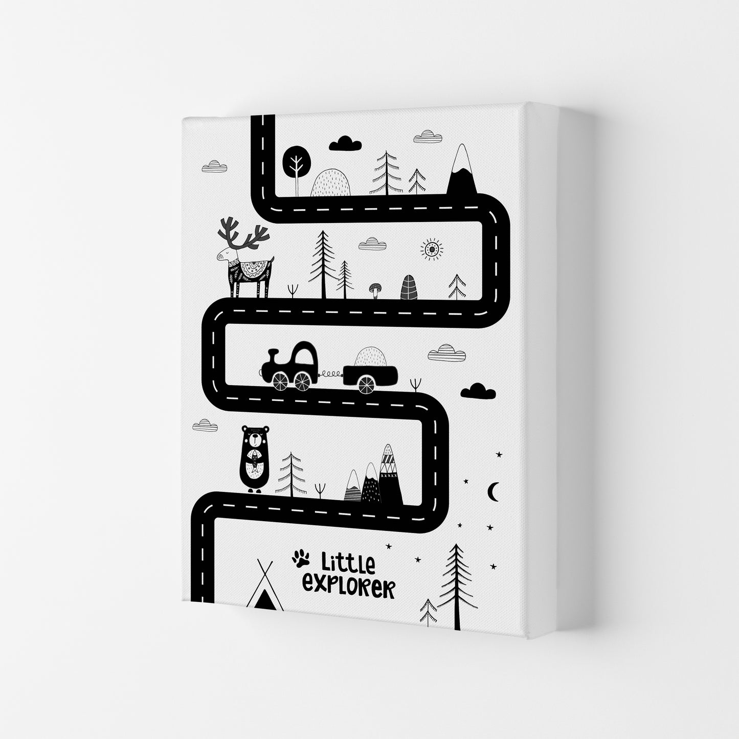 Little Explorer Track Art Print by Pixy Paper Canvas