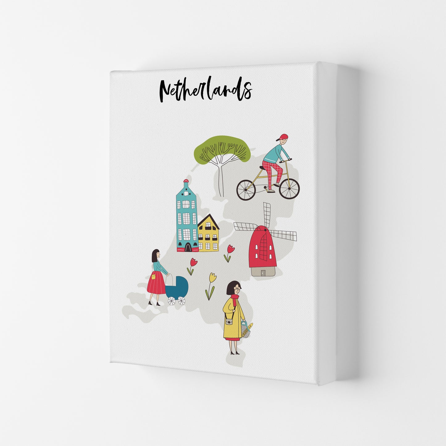 Netherlands Map Art Print by Pixy Paper Canvas