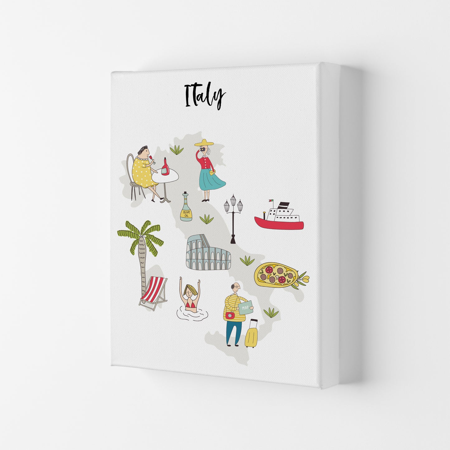 Italy Map Art Print by Pixy Paper Canvas