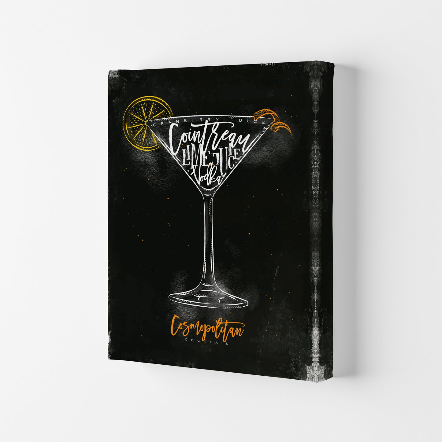 Cosmopolitan Cocktail Black Art Print by Pixy Paper Canvas
