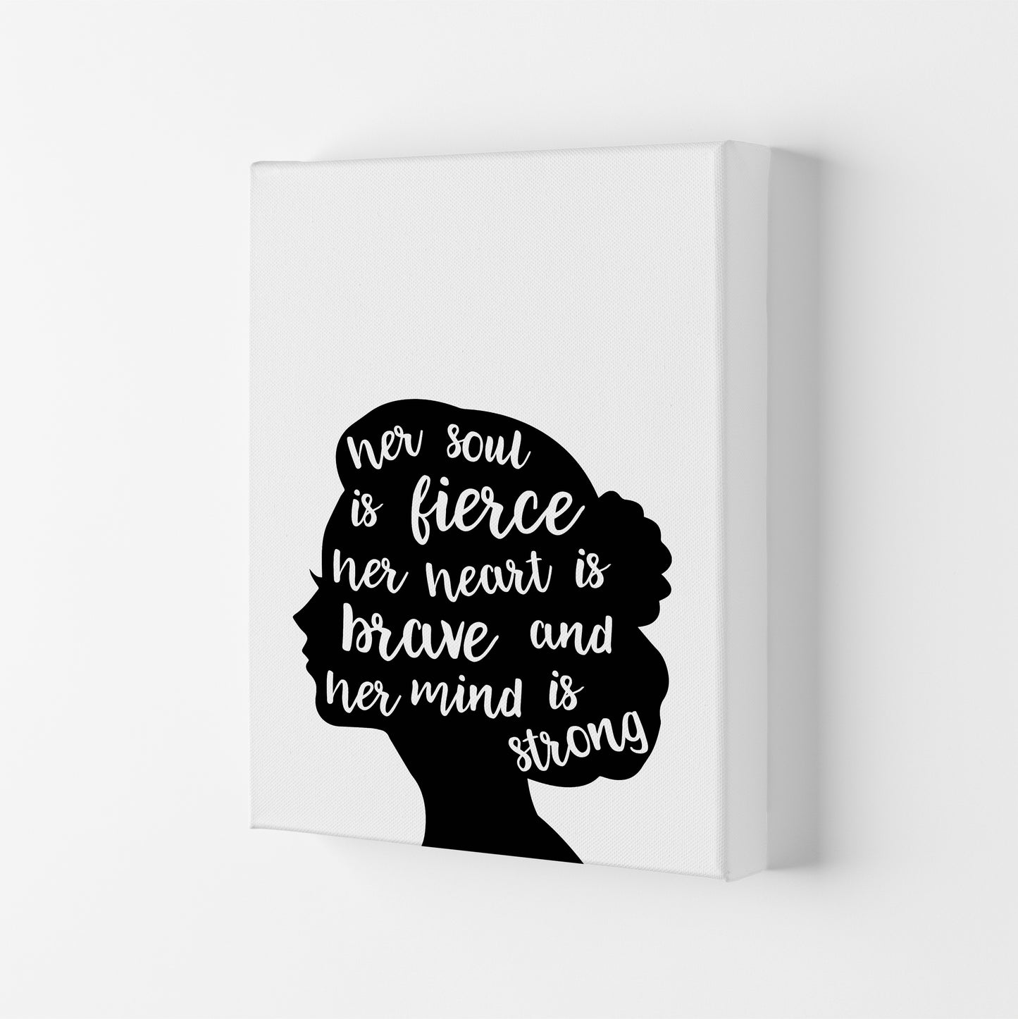Her Soul Is Fierce White Art Print by Pixy Paper Canvas