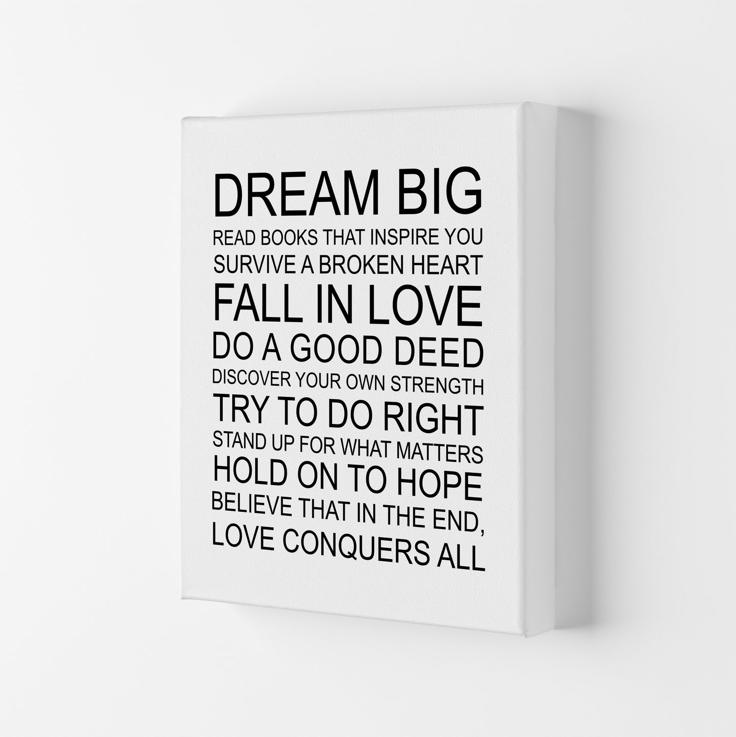 Dream Big Inspirational Art Print by Pixy Paper Canvas