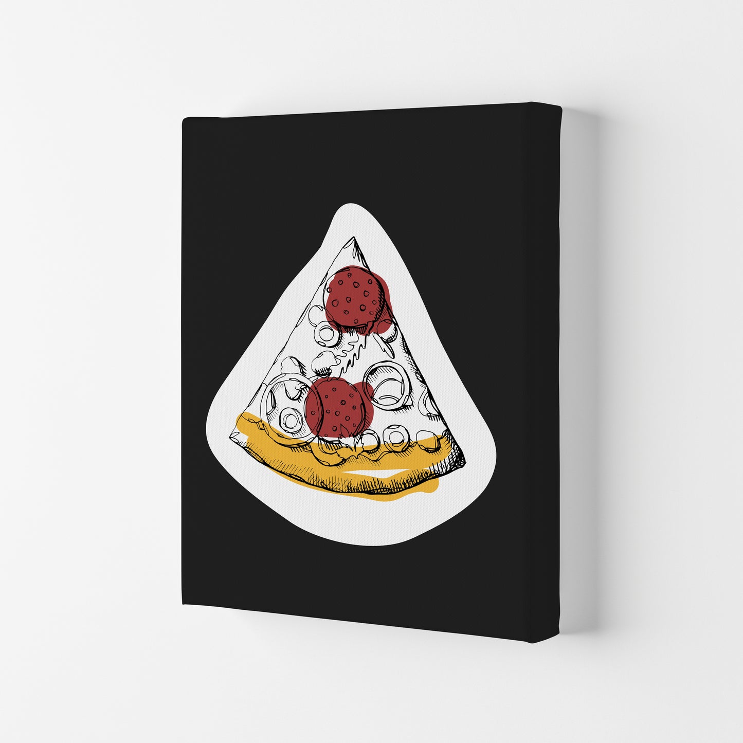 Kitchen Pop Pizza Off Black Art Print by Pixy Paper Canvas