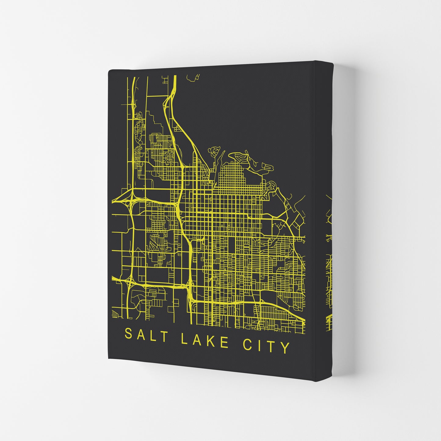 Salt Lake City Map Neon Art Print by Pixy Paper Canvas