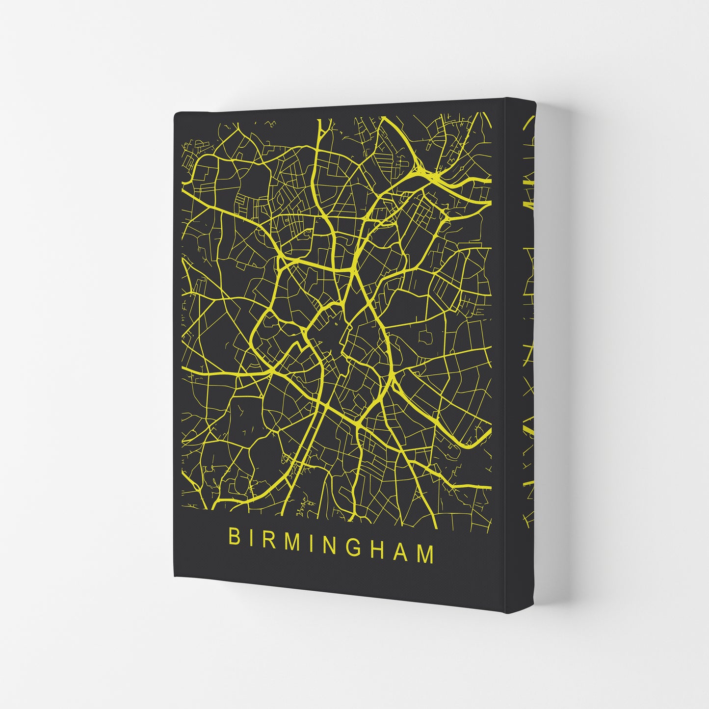 Birmingham Map Neon Art Print by Pixy Paper Canvas