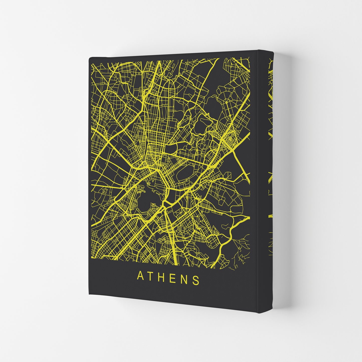 Athens Map Neon Art Print by Pixy Paper Canvas