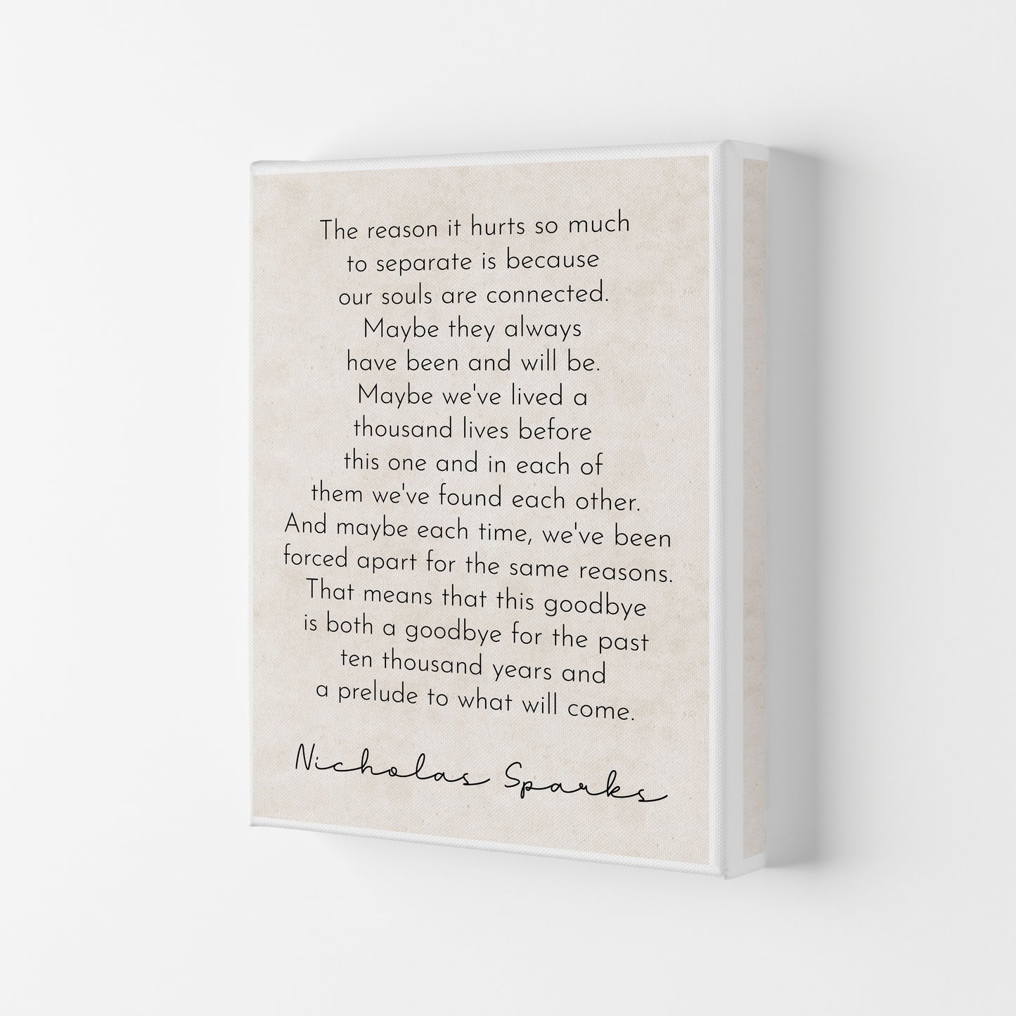 Our Souls - Nicholas Sparks Art Print by Pixy Paper Canvas