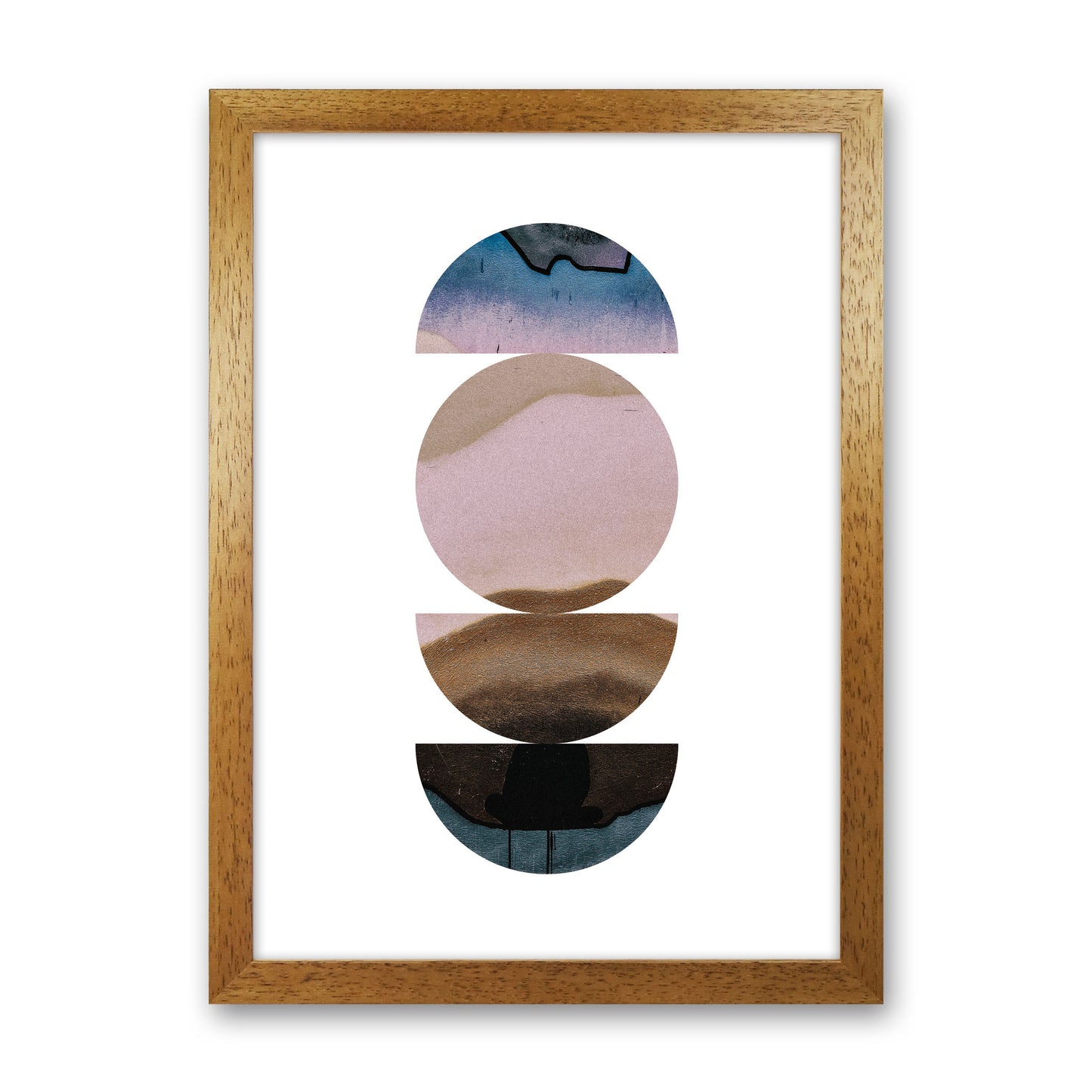 Abstract Circles White Background Modern Print Oak Grain