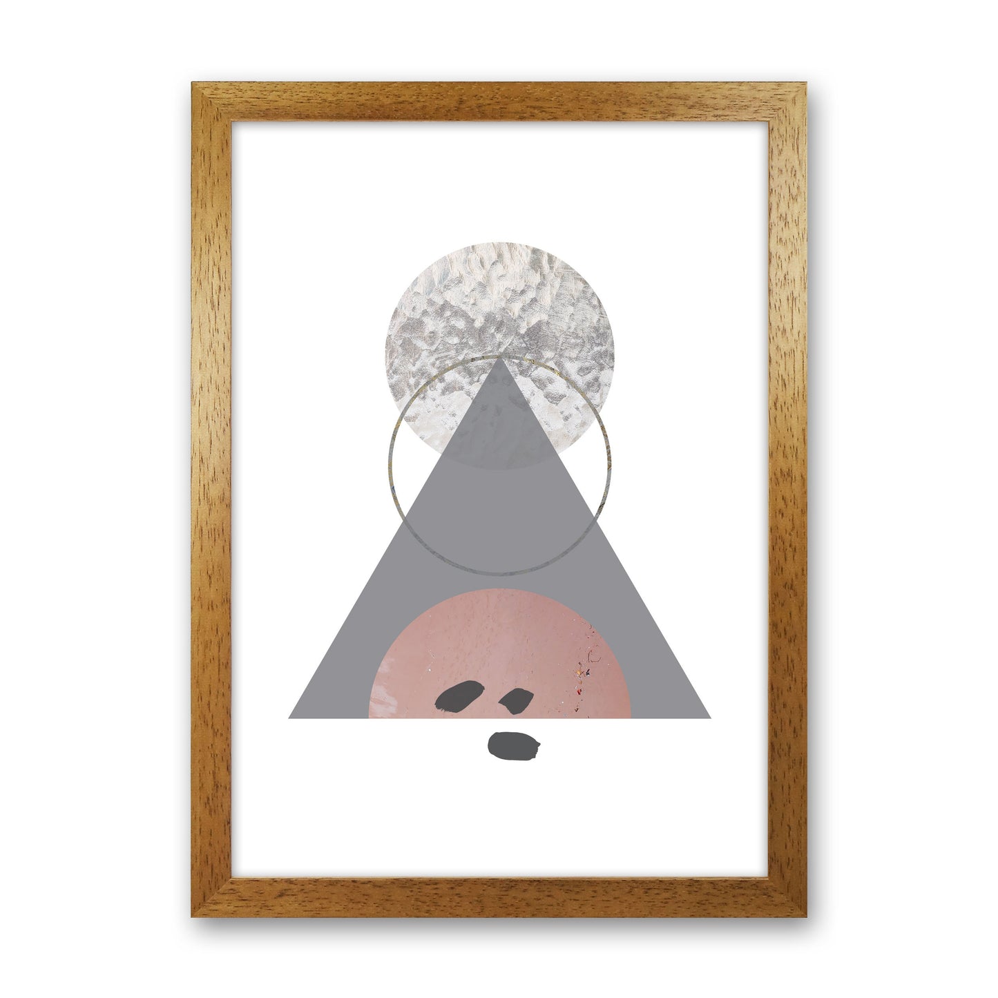 Peach, Sand And Glass Abstract Triangle Modern Print Oak Grain