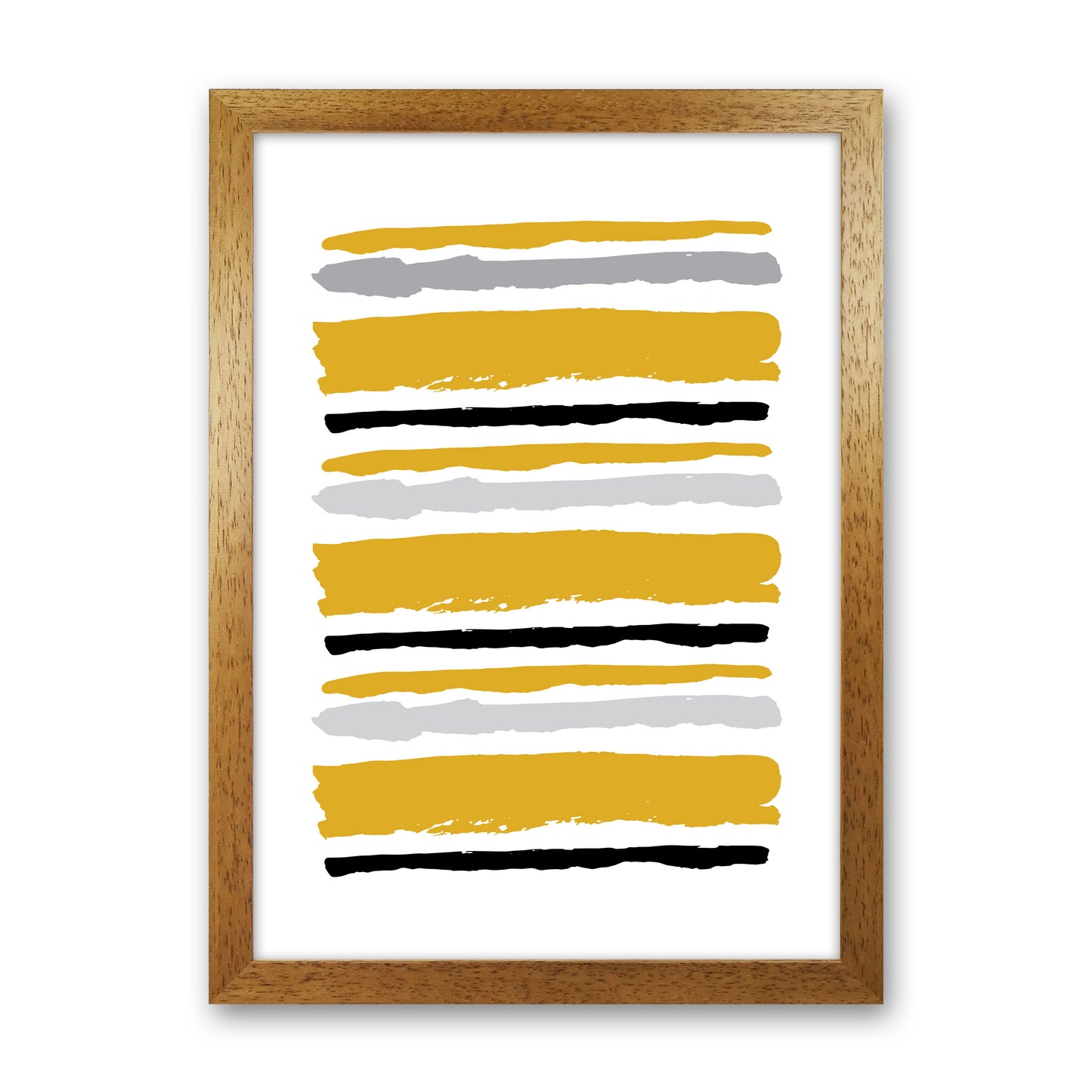 Mustard Contrast Abstract Stripes Modern Print Oak Grain