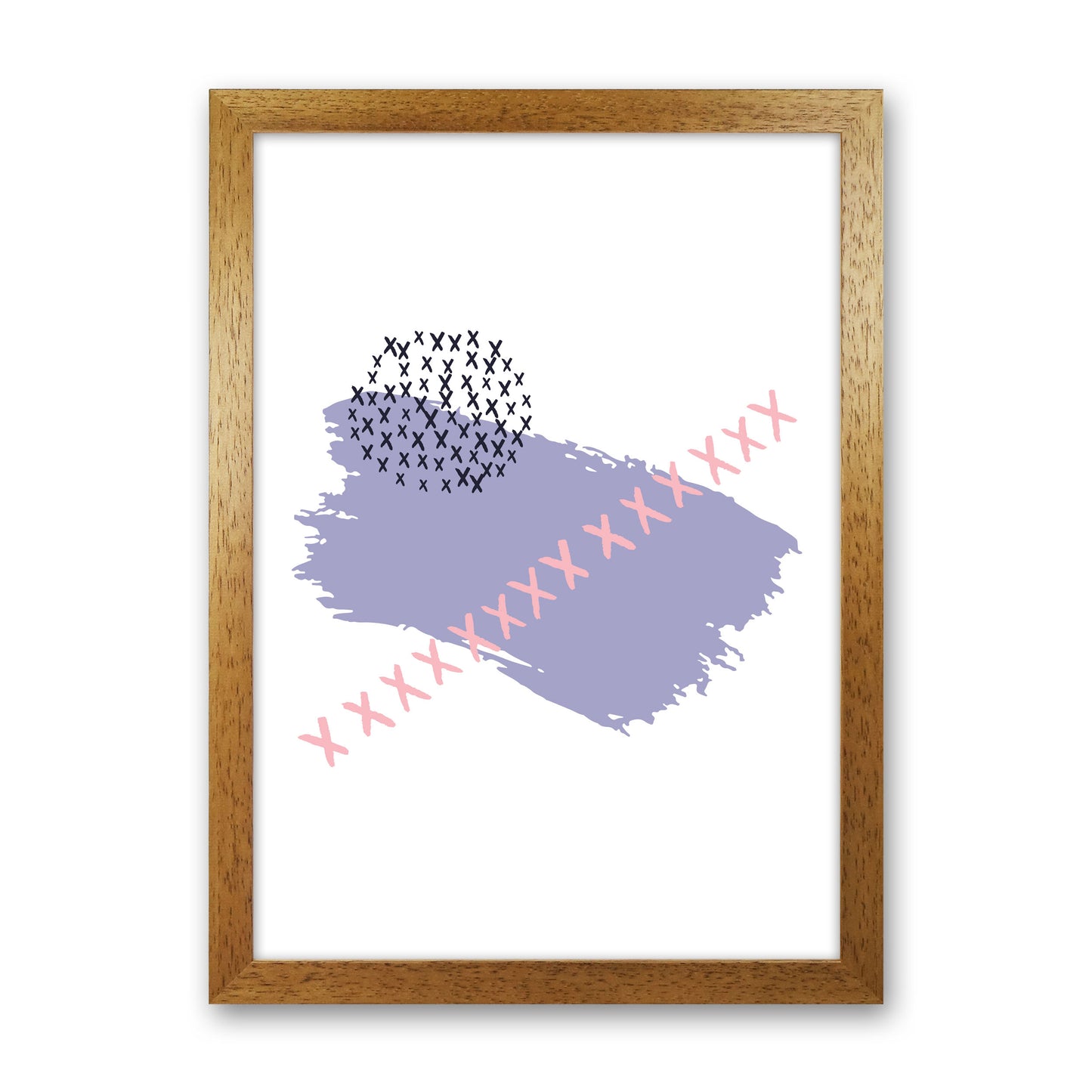 Purple X Paint Brush Abstract Modern Print Oak Grain