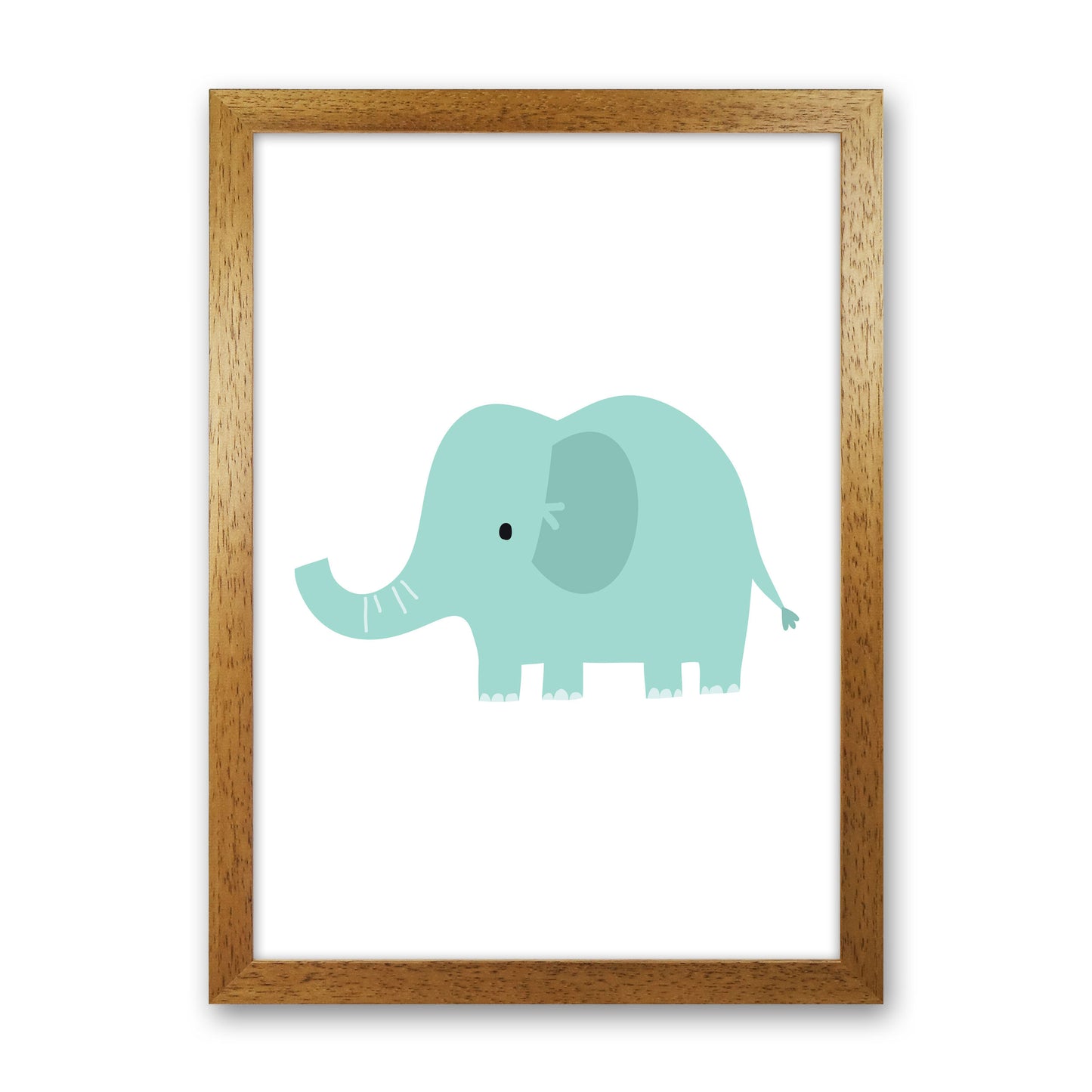 Children's Animals, Elephant Modern Print Oak Grain