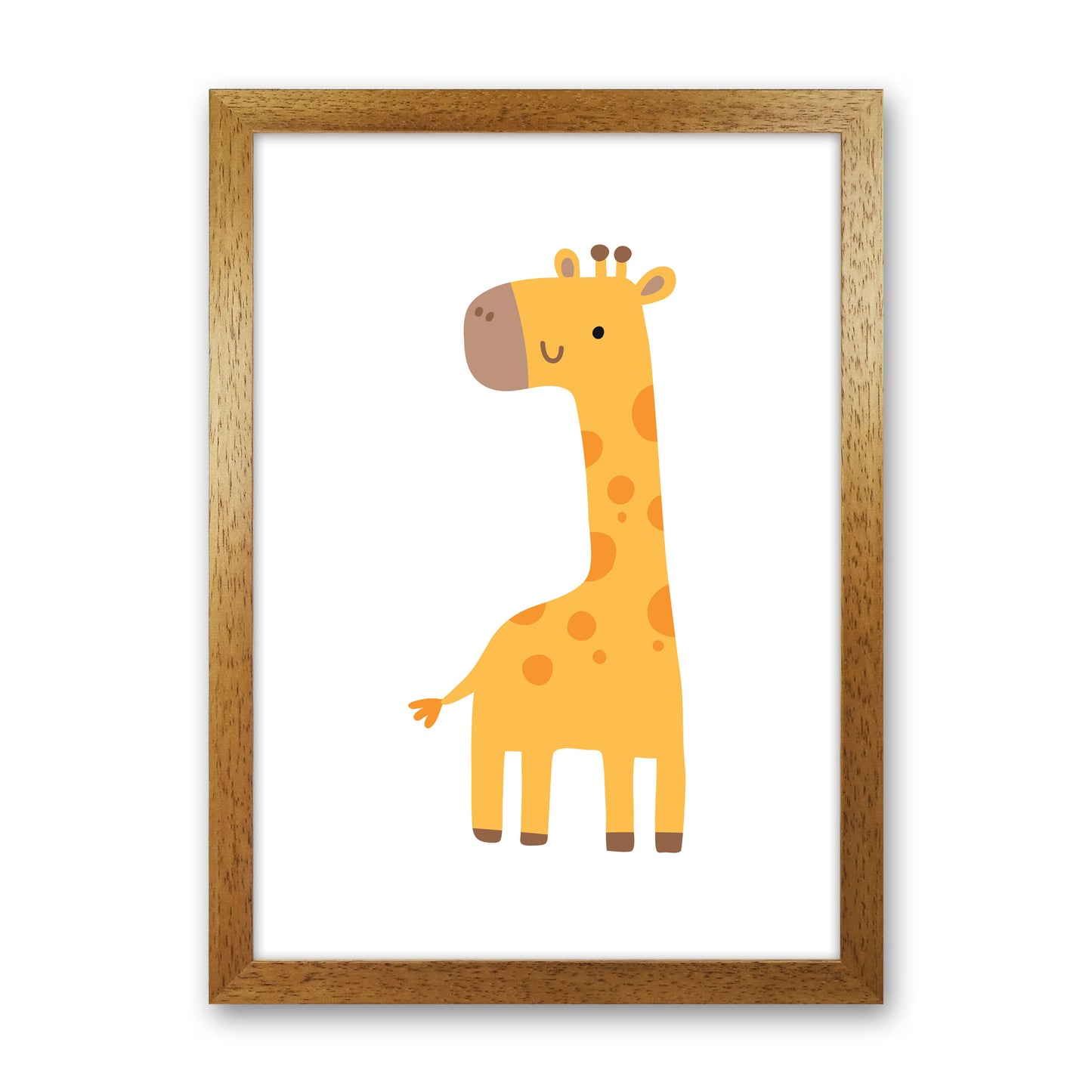 Children's Animals, Giraffe Modern Print Oak Grain