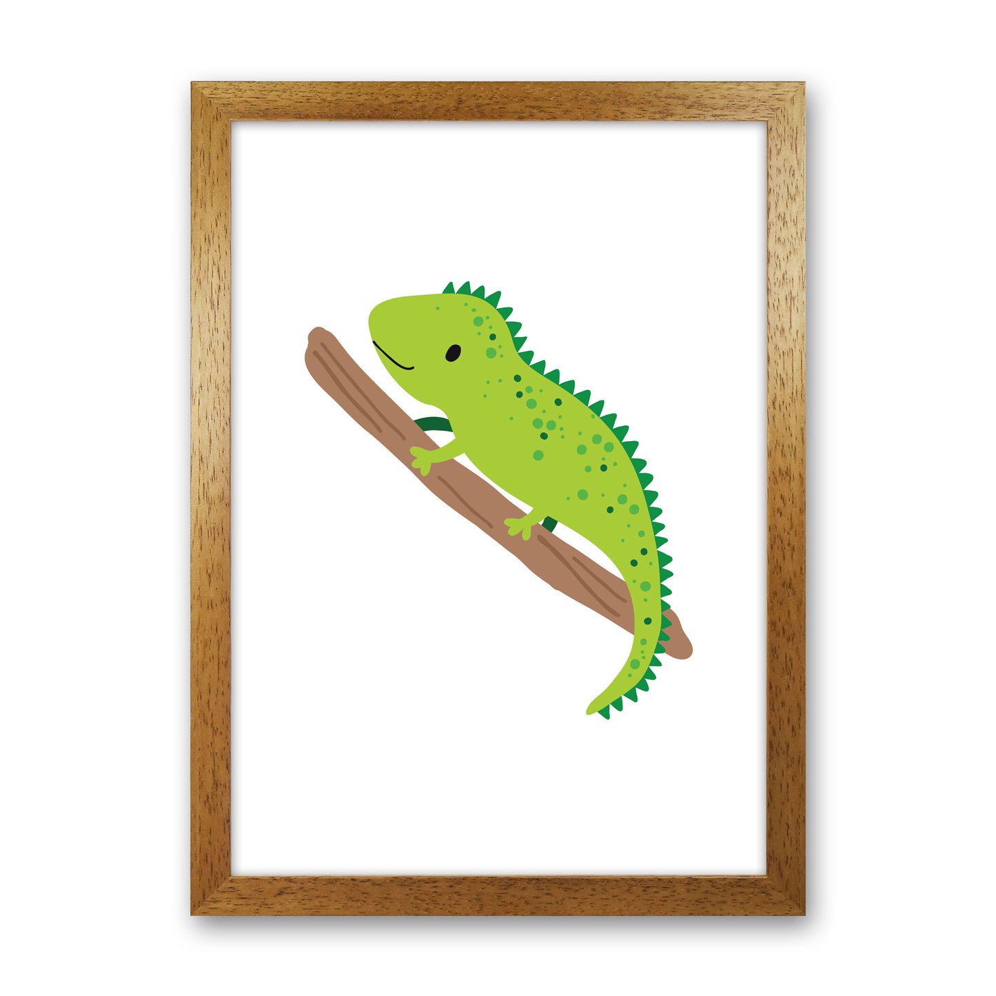 Children's Animals, Iguana Modern Print Oak Grain