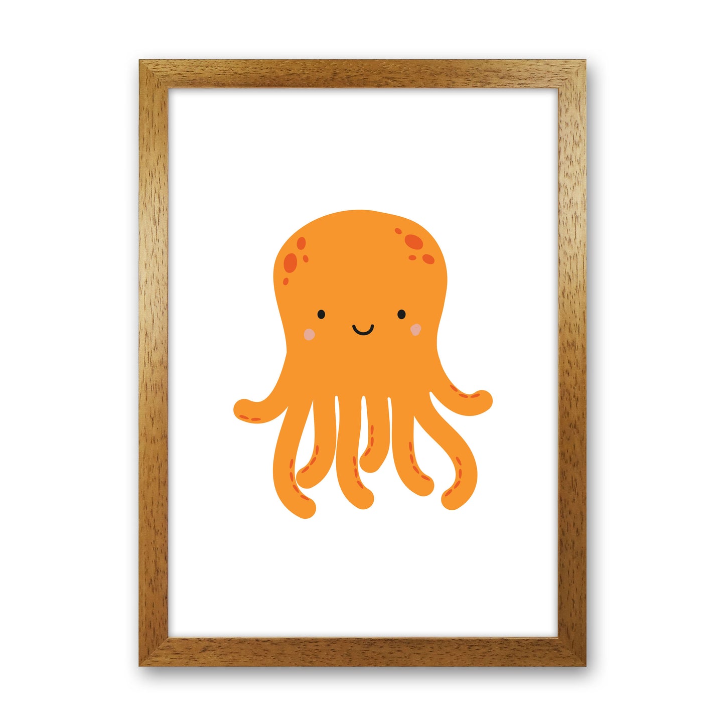 Children's Animals, Octopus Modern Print Oak Grain