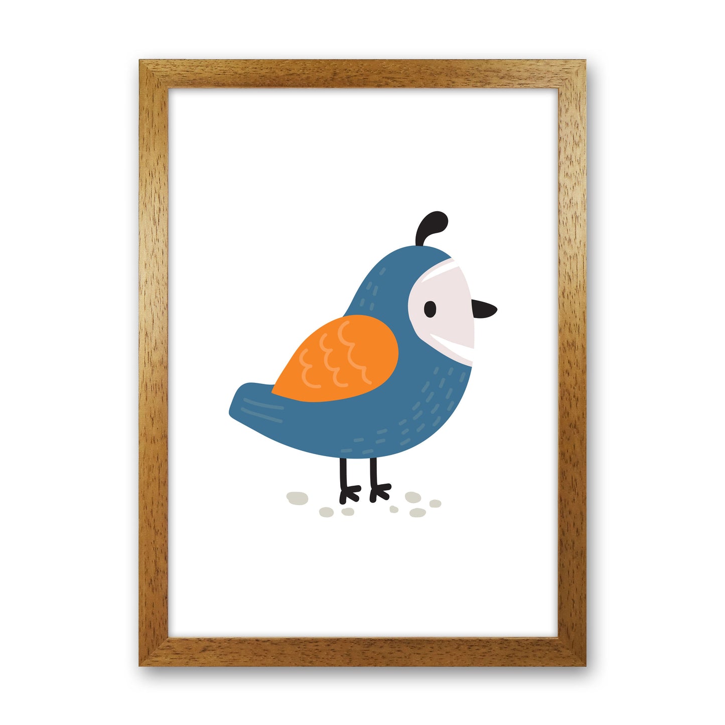 Children's Animals, Quail Modern Print Oak Grain