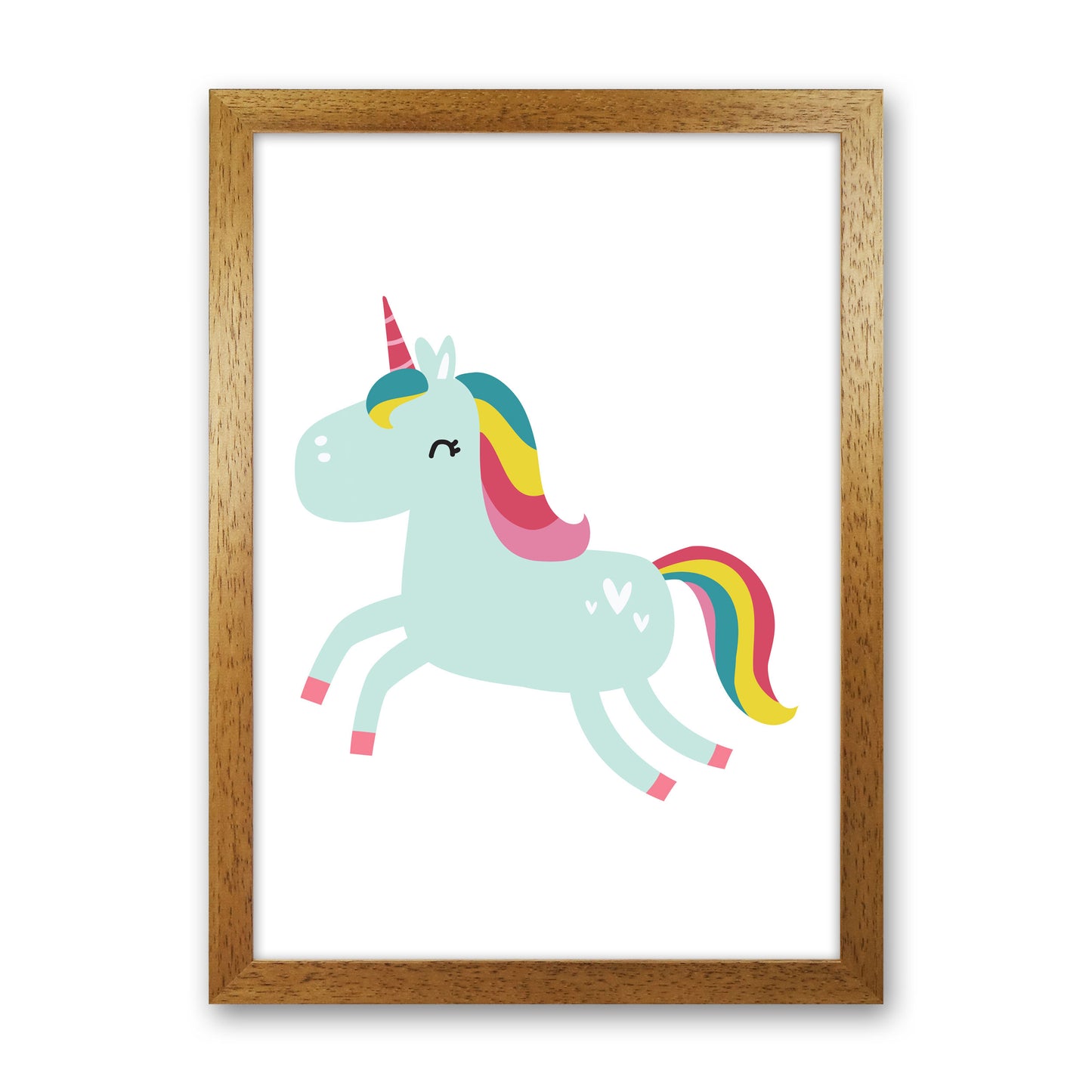 Children's Animals, Unicorn Modern Print Oak Grain
