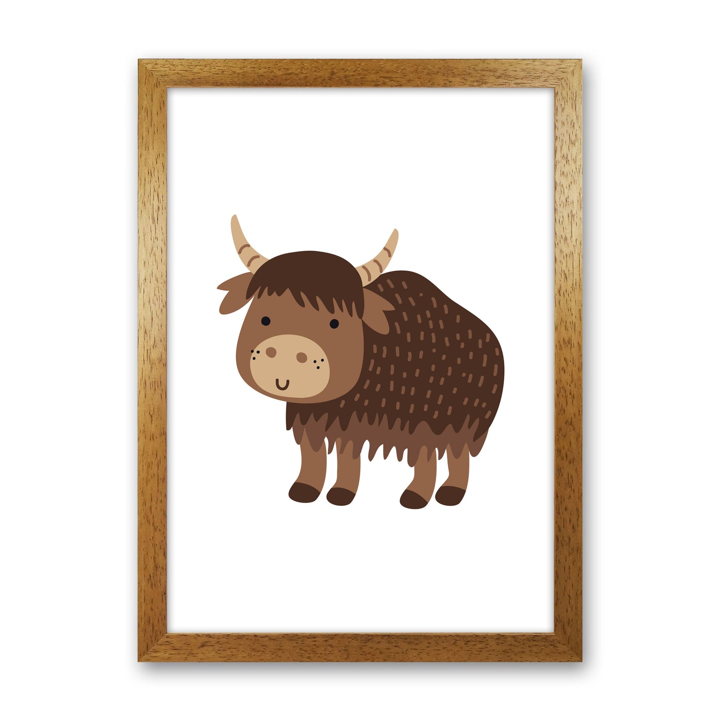 Children's Animals, Yak Modern Print Oak Grain