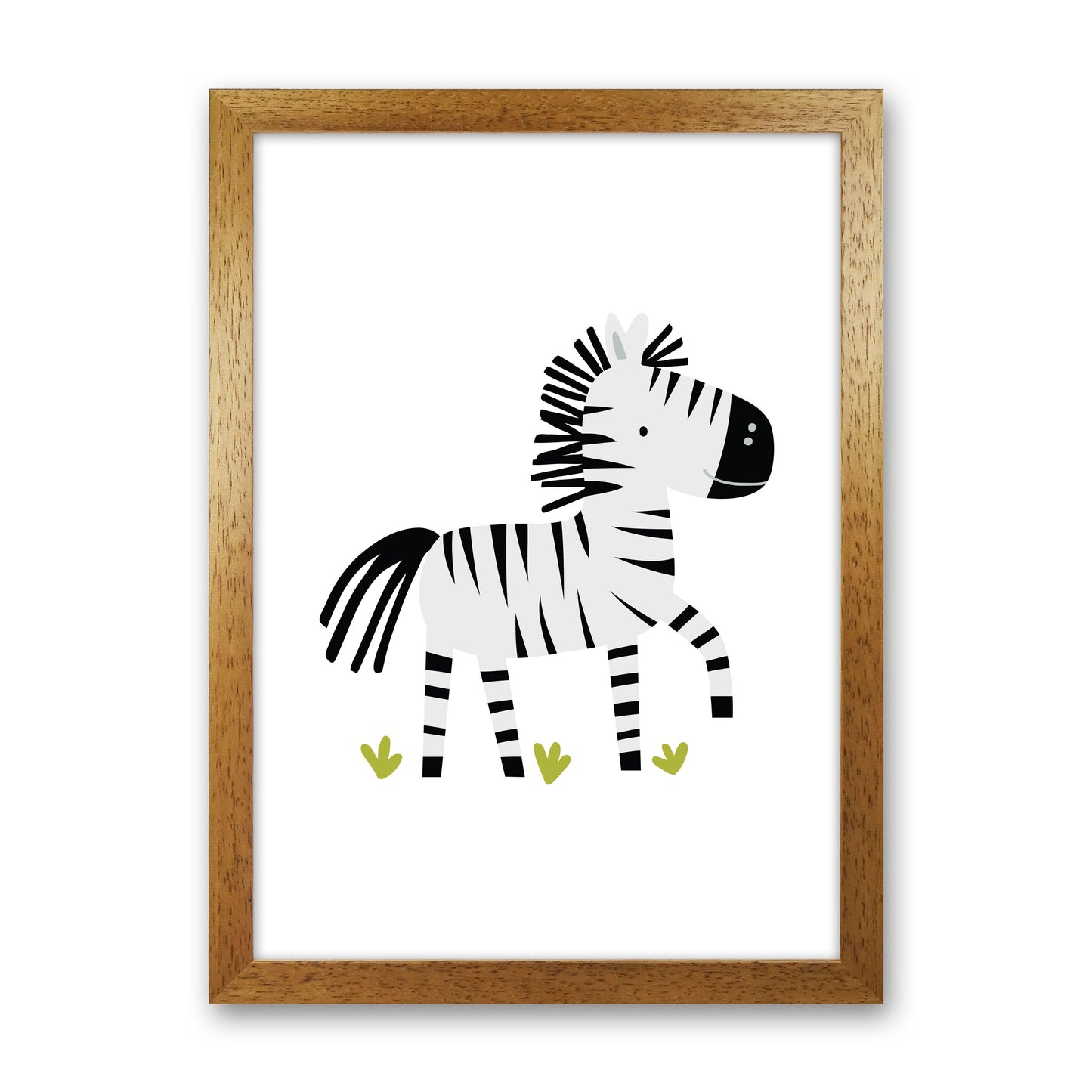 Children's Animals, Zebra Modern Print Oak Grain
