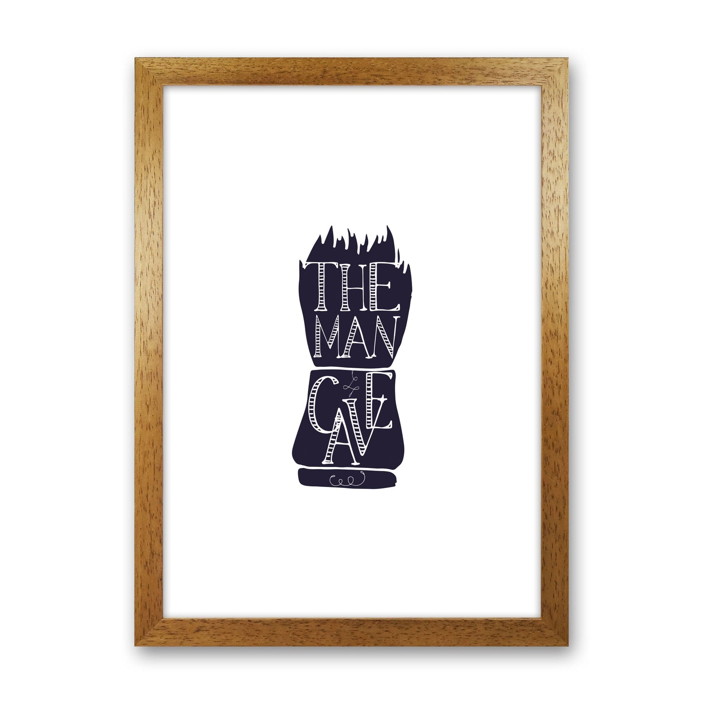 The Man Cave 2 Modern Print, Framed Bathroom Wall Art Oak Grain