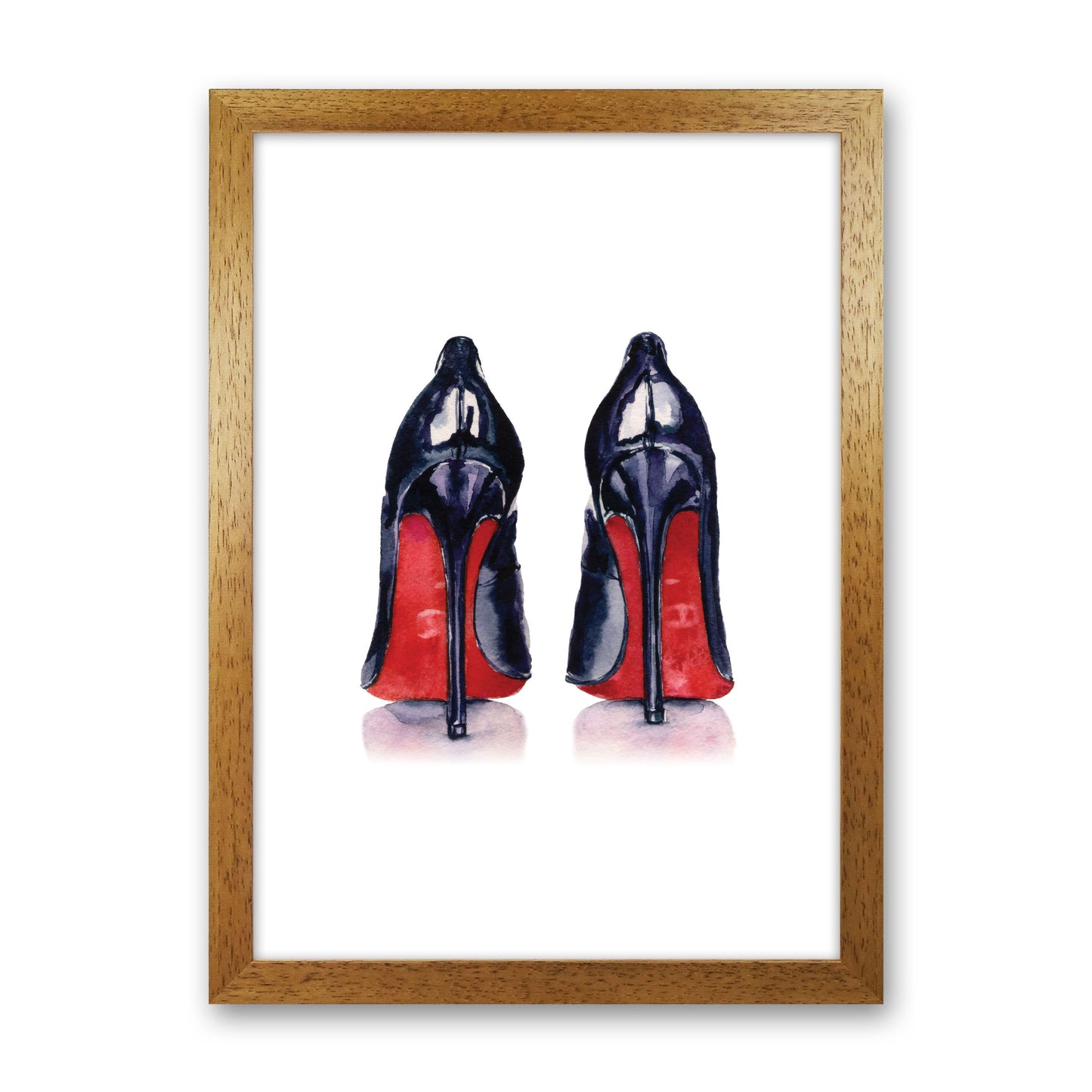 Black High Heels Modern Print Oak Grain
