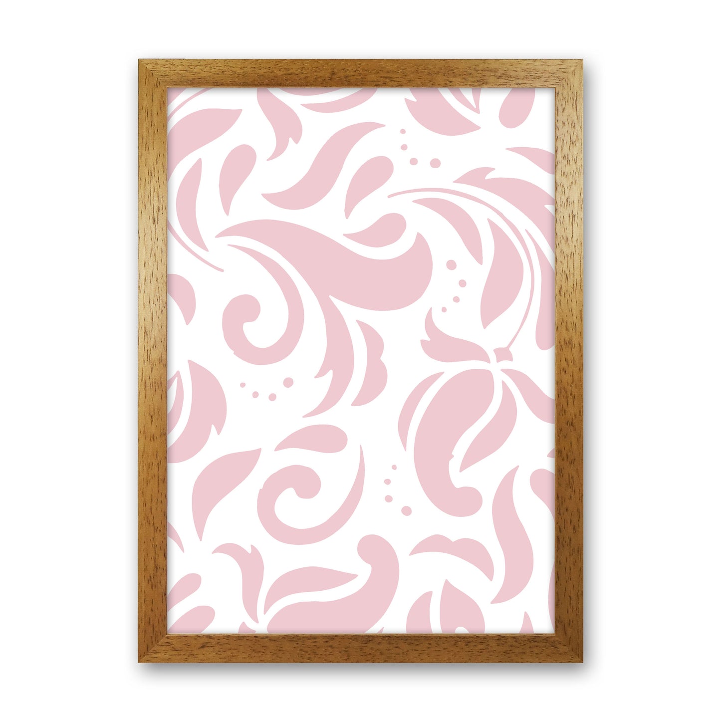 Pink Floral Pattern Modern Print Oak Grain