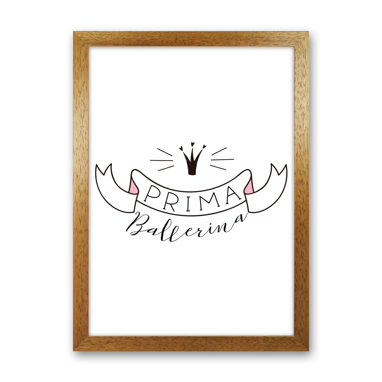 Prima Ballerina Framed Nursey Wall Art Print Oak Grain