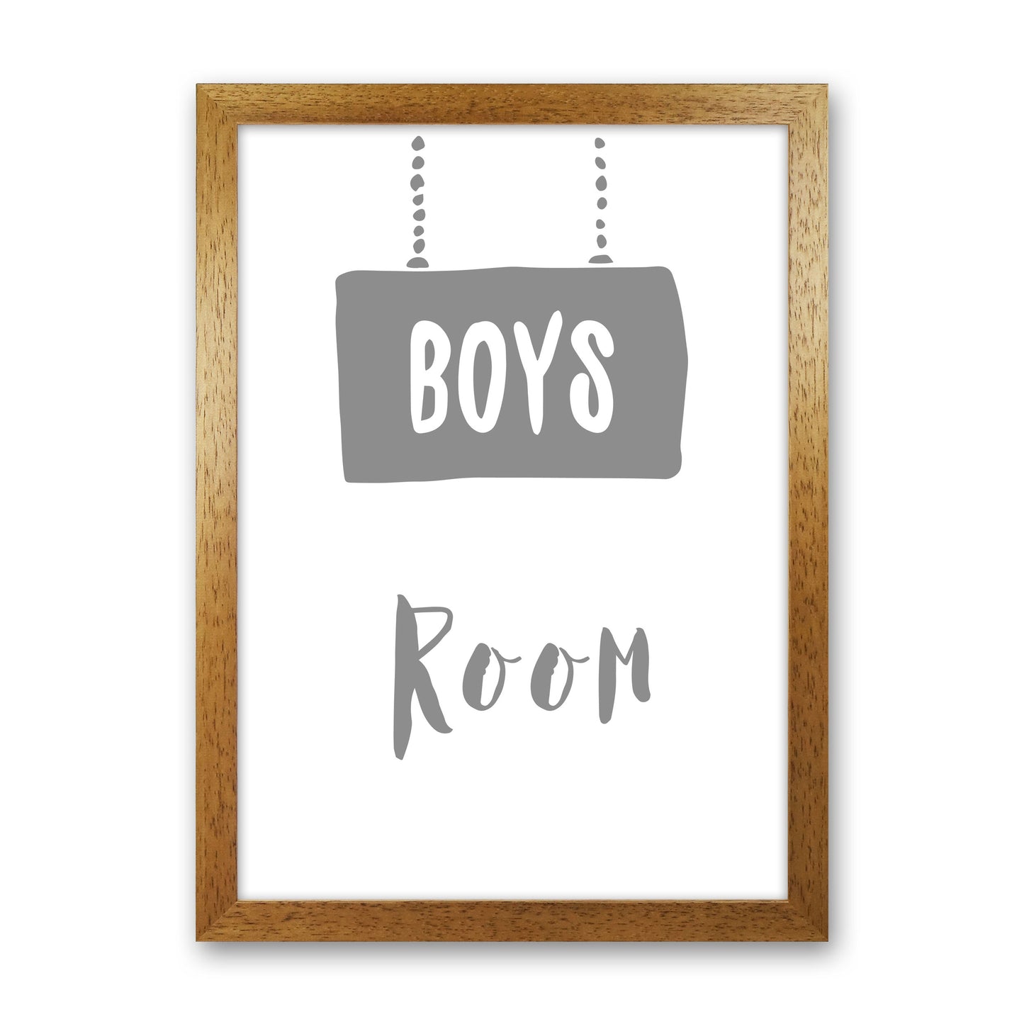 Boys Room Grey Framed Nursey Wall Art Print Oak Grain