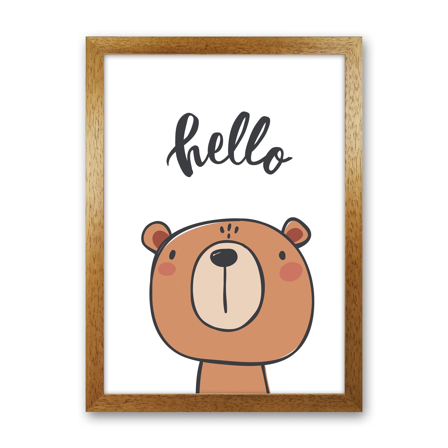 Hello Bear Modern Print Animal Art Print Oak Grain