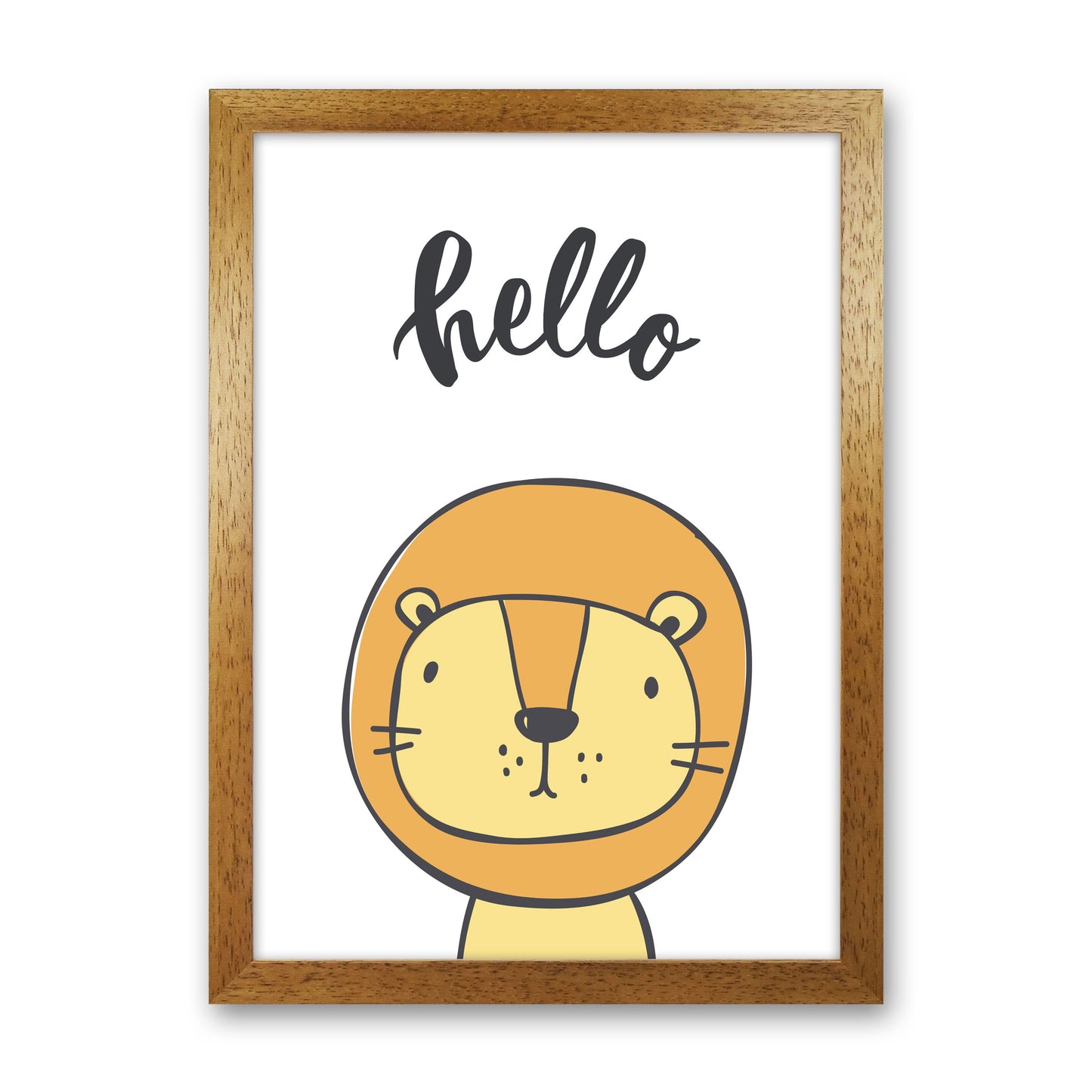 Hello Lion Modern Print Animal Art Print Oak Grain
