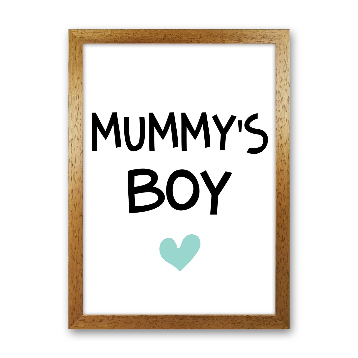 Mummy's Boy Mint Framed Nursey Wall Art Print Oak Grain