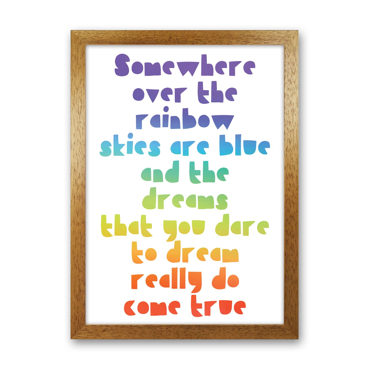 Somewhere Over The Rainbow Multi Modern Print Oak Grain