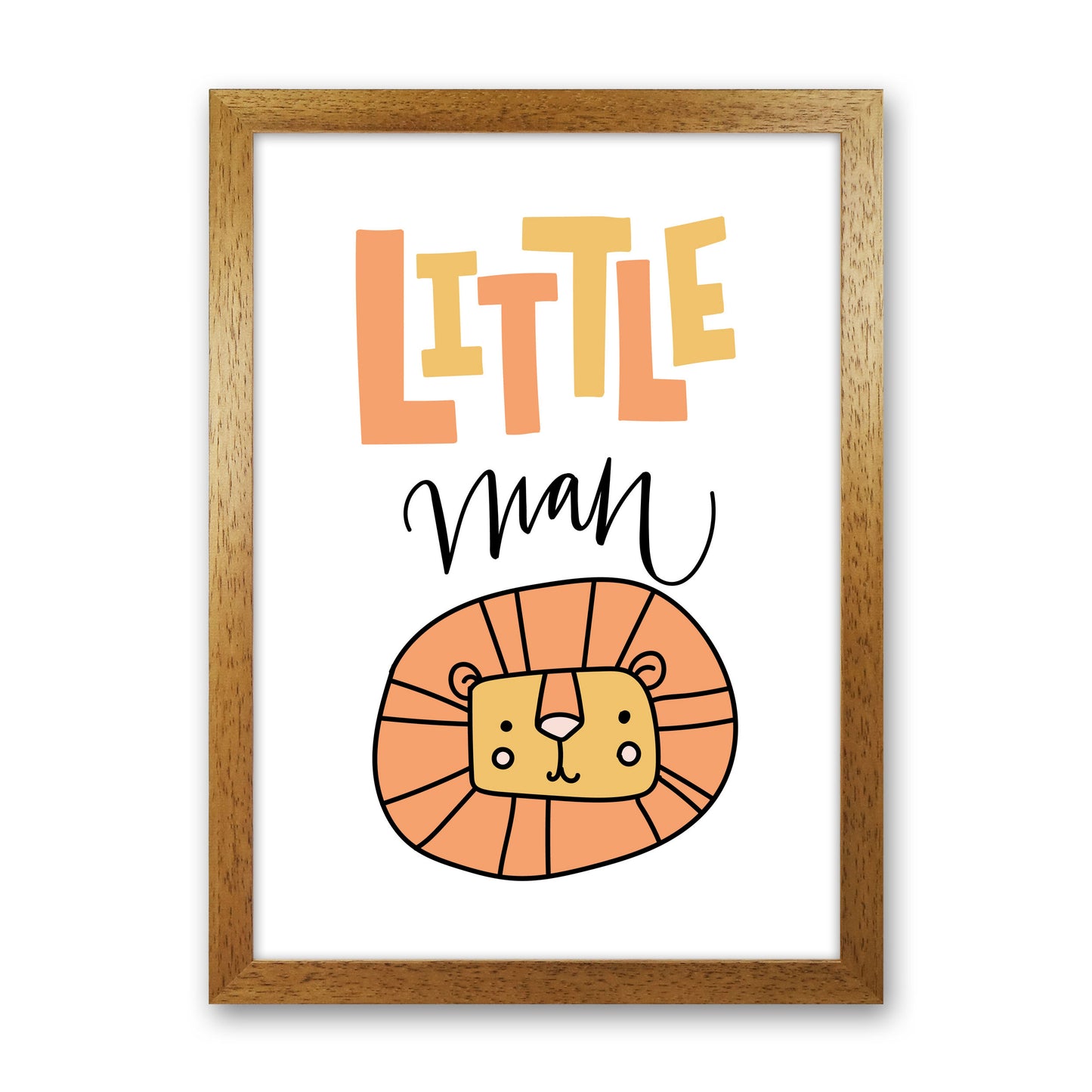 Little Lion Man Framed Nursey Wall Art Print Oak Grain