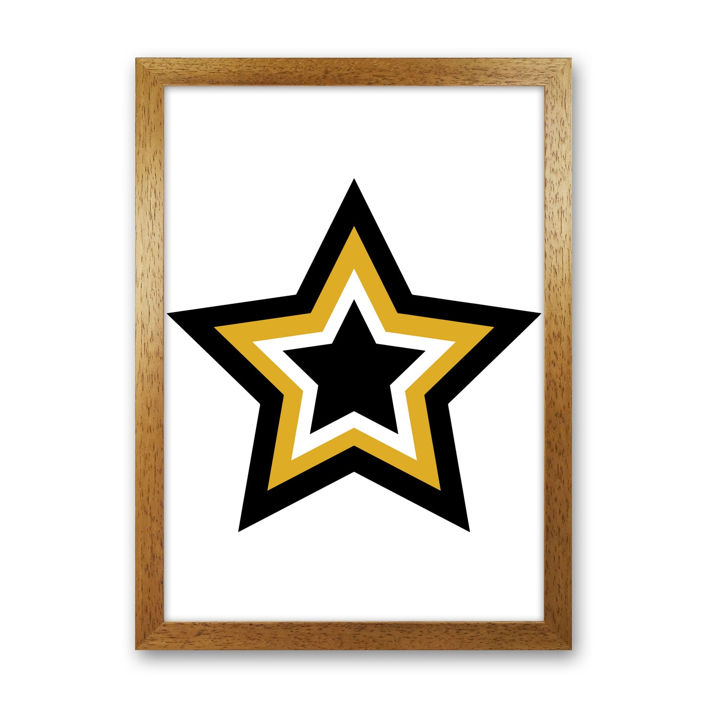 Mustard And Black Layered Star Modern Print Oak Grain