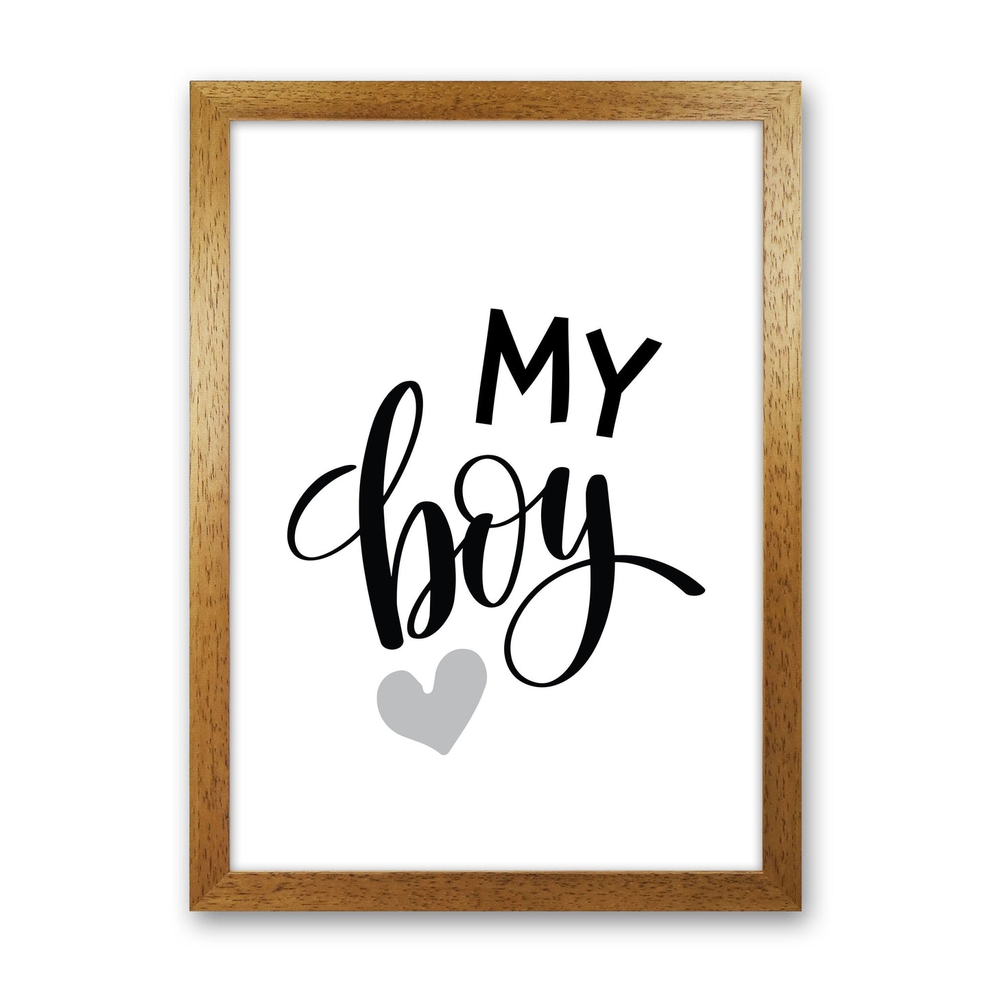 My Boy Black Framed Nursey Wall Art Print Oak Grain