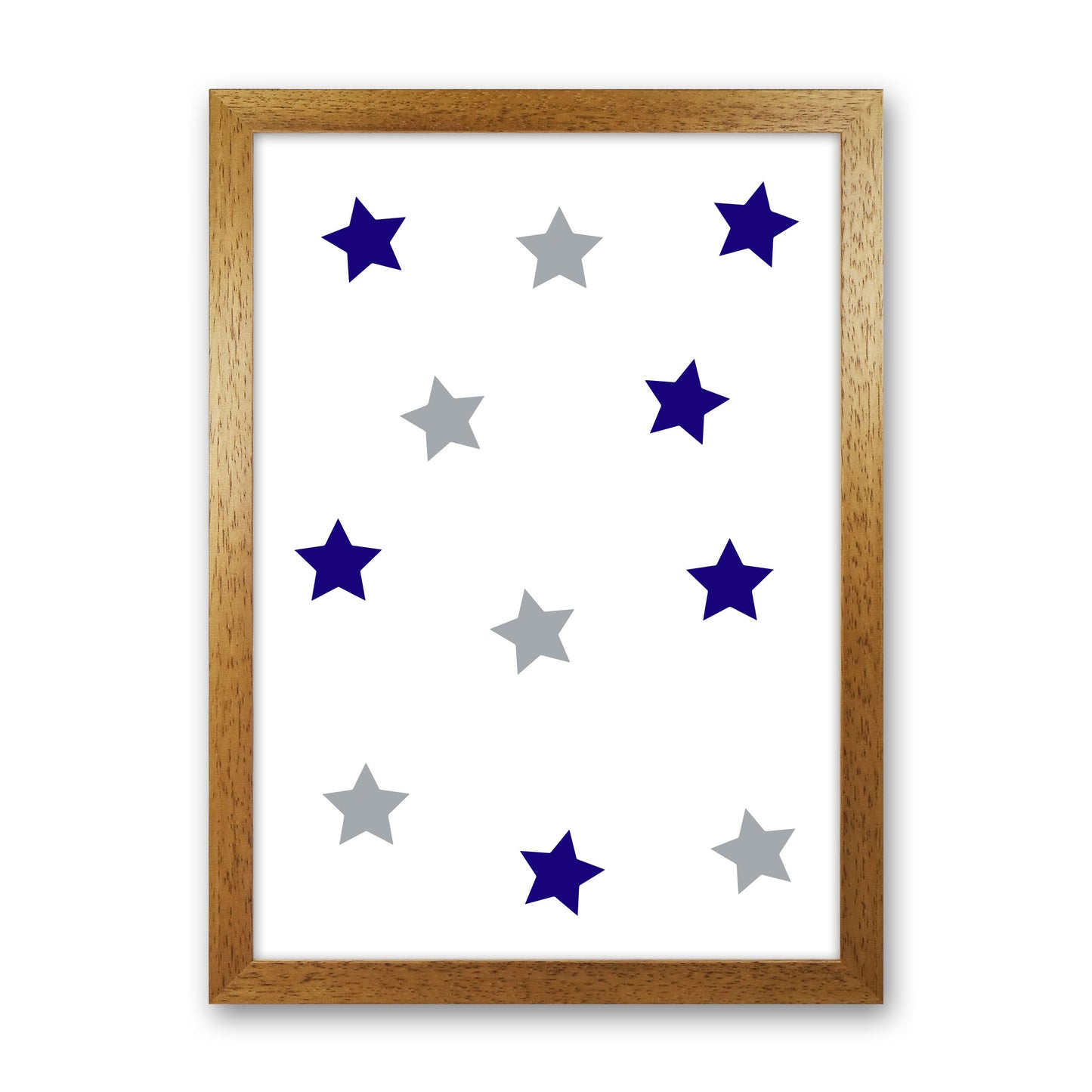 Navy And Grey Stars Modern Print Oak Grain