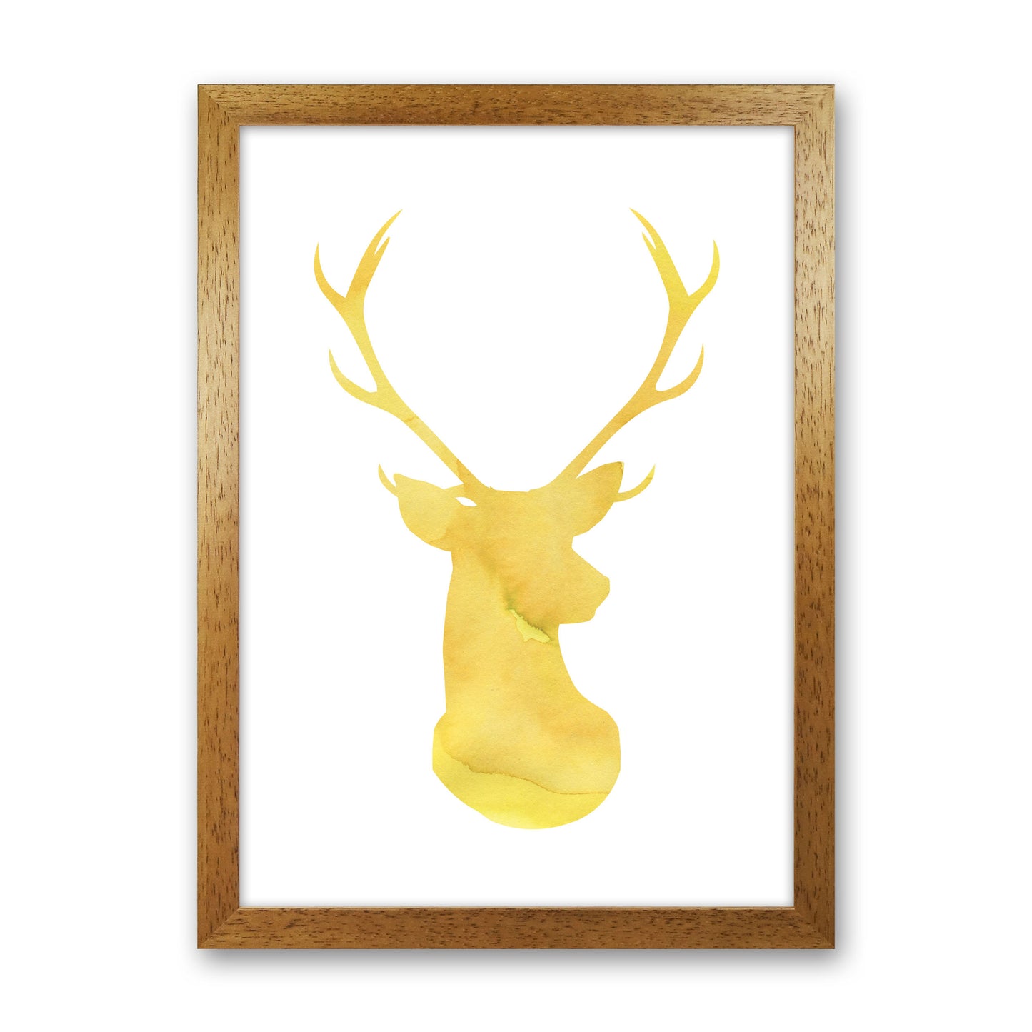 Stags Head Watercolour Modern Print Animal Art Print Oak Grain