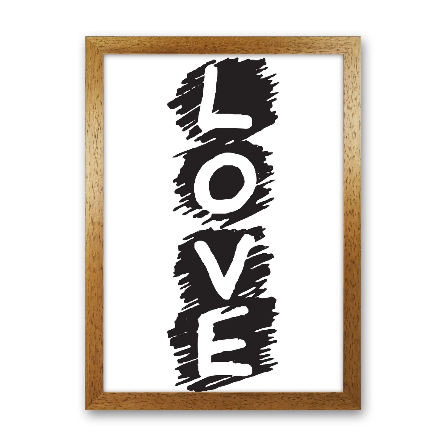Love Framed Typography Wall Art Print Oak Grain
