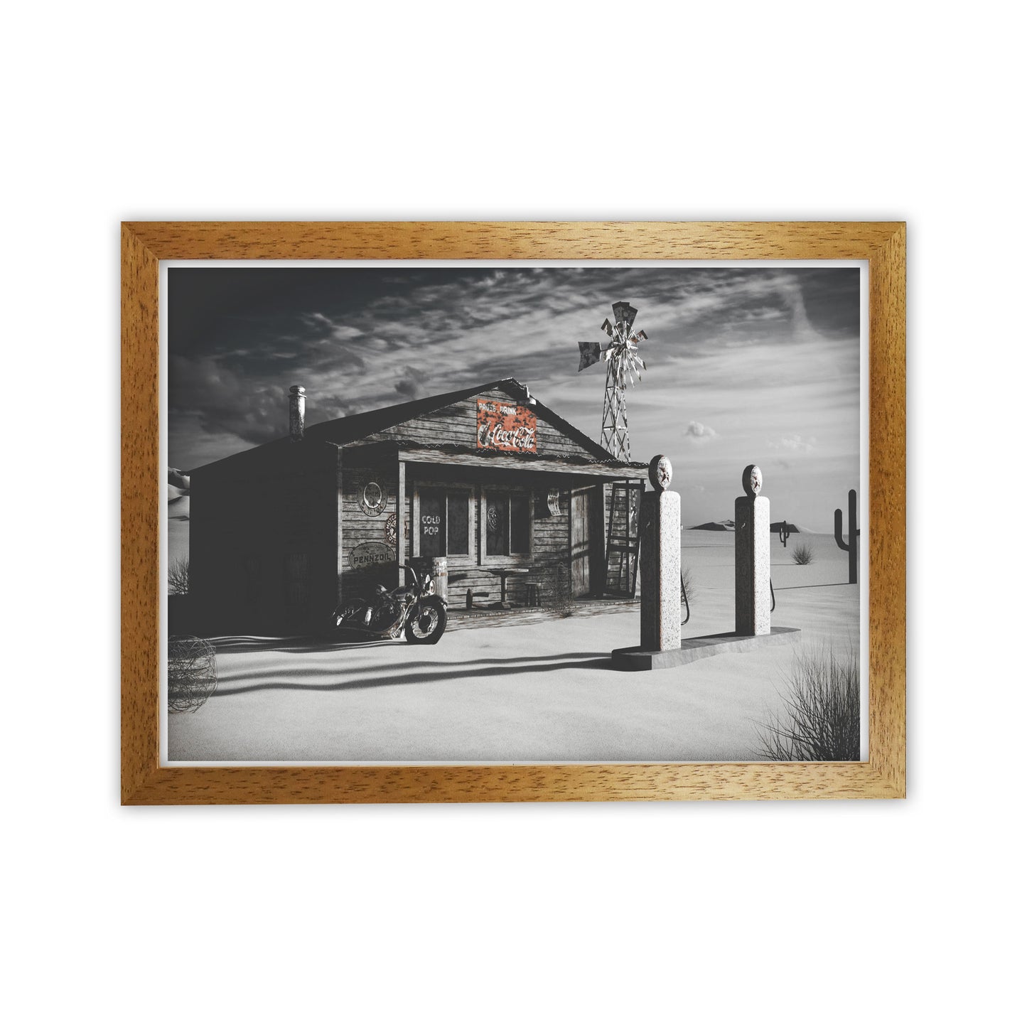 Texas Store Coca Cola Modern Print Oak Grain
