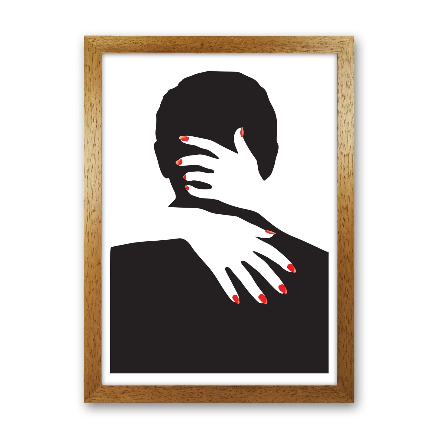Abstract Man And Hands Modern Print Oak Grain