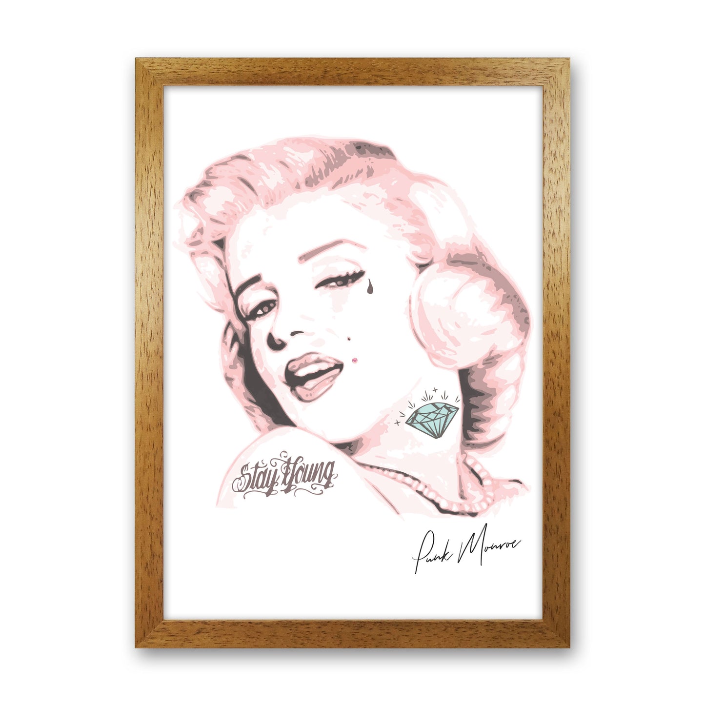 Pink Punk Monroe Modern Print Oak Grain