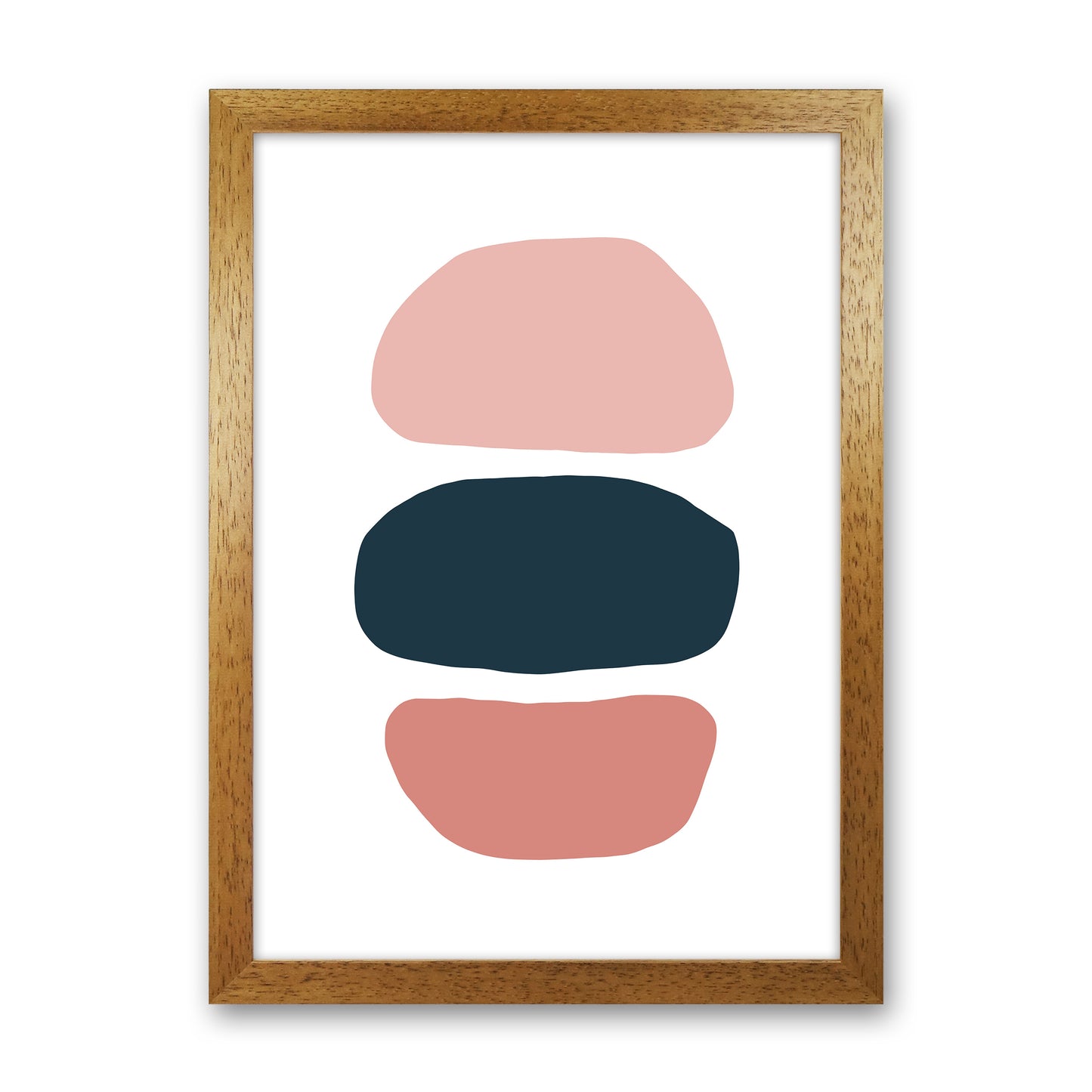 Pink And Navy Abstract Stones 1 Art Print by Pixy Paper Oak Grain