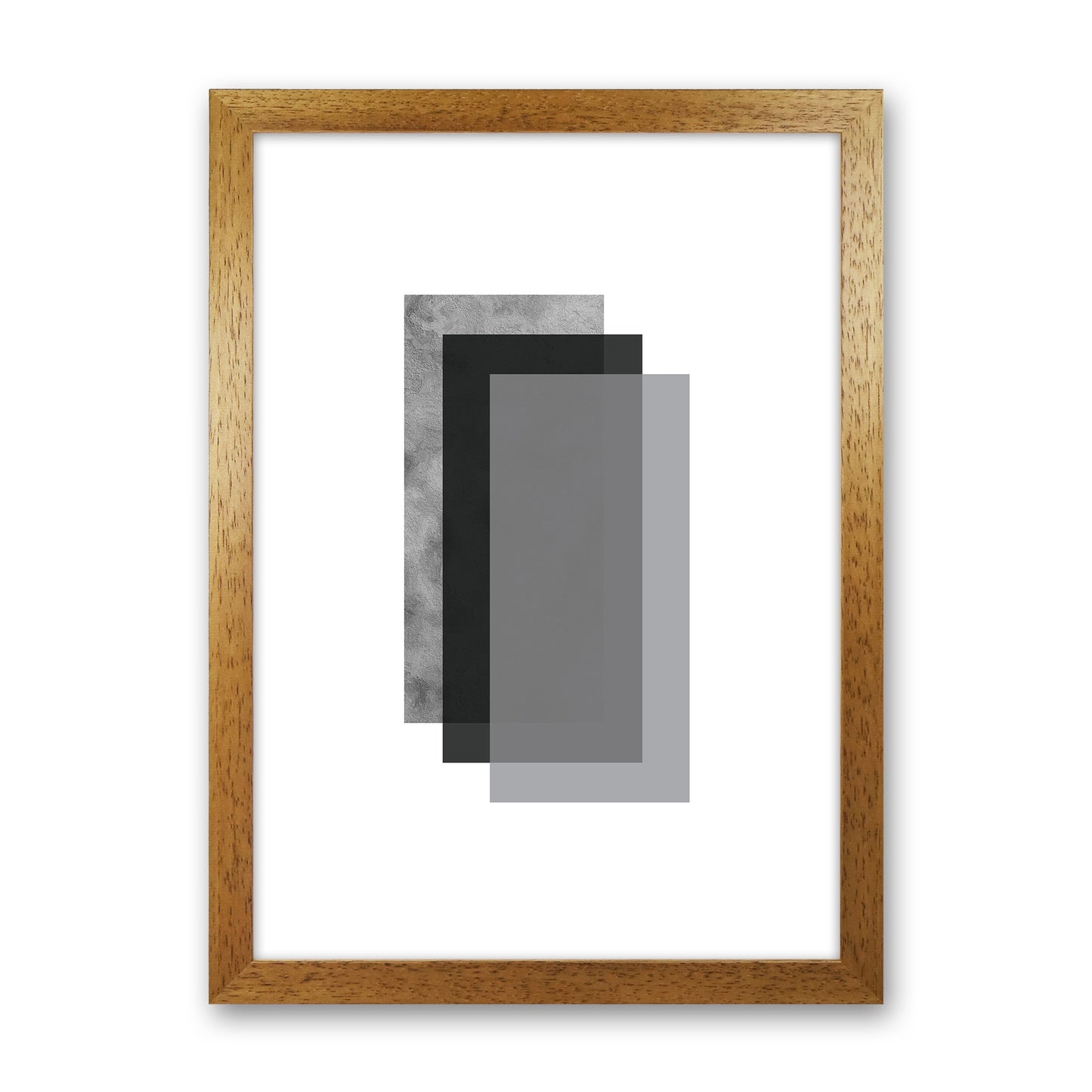 Geometric Grey And Black Rectangles Art Print by Pixy Paper Oak Grain
